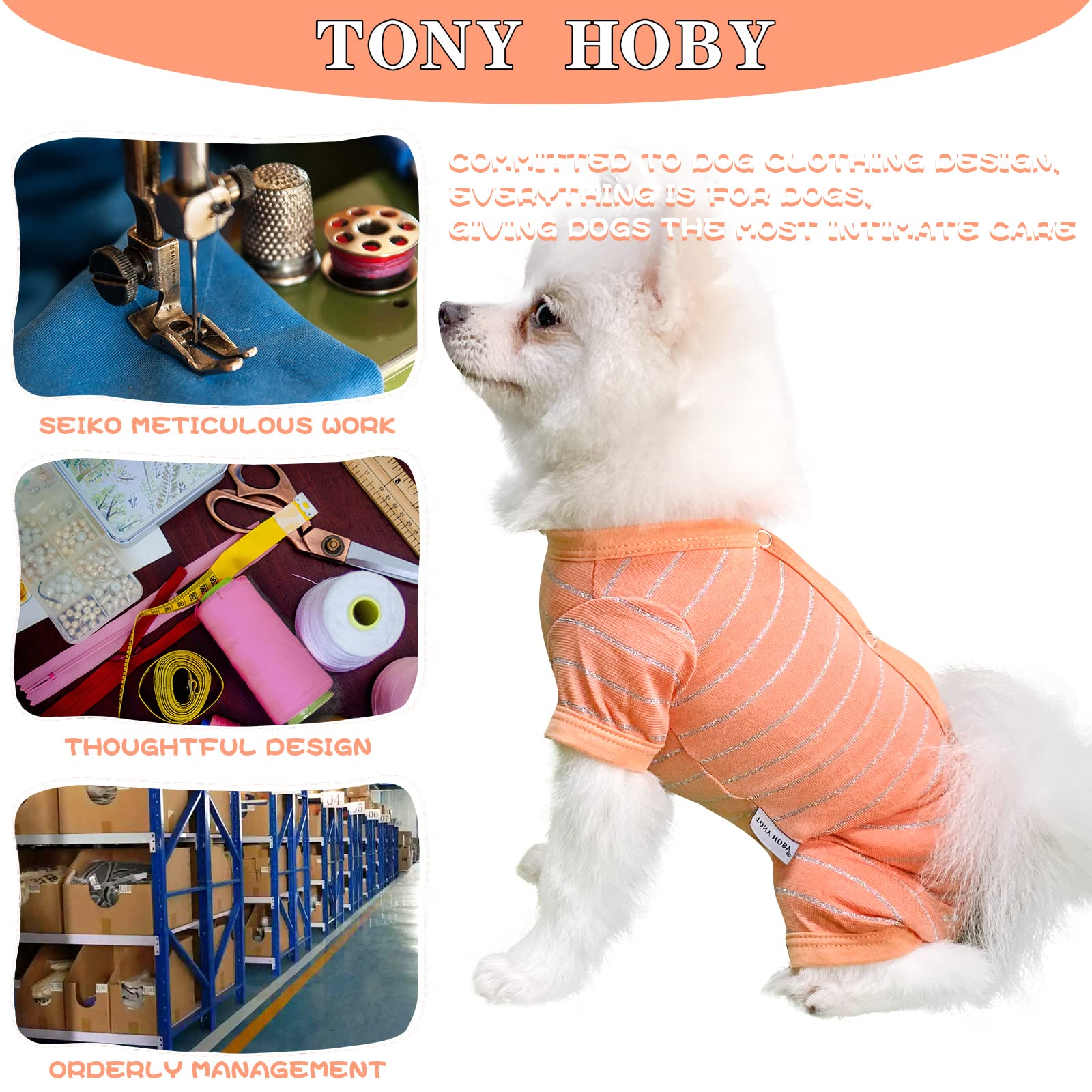 Tony Hoby Dog Pajamas, Dog Recovert Suit 4 Legs, Dog Shirt Breathable In Summer For Small Medium Dog (Orange, Girl, L)