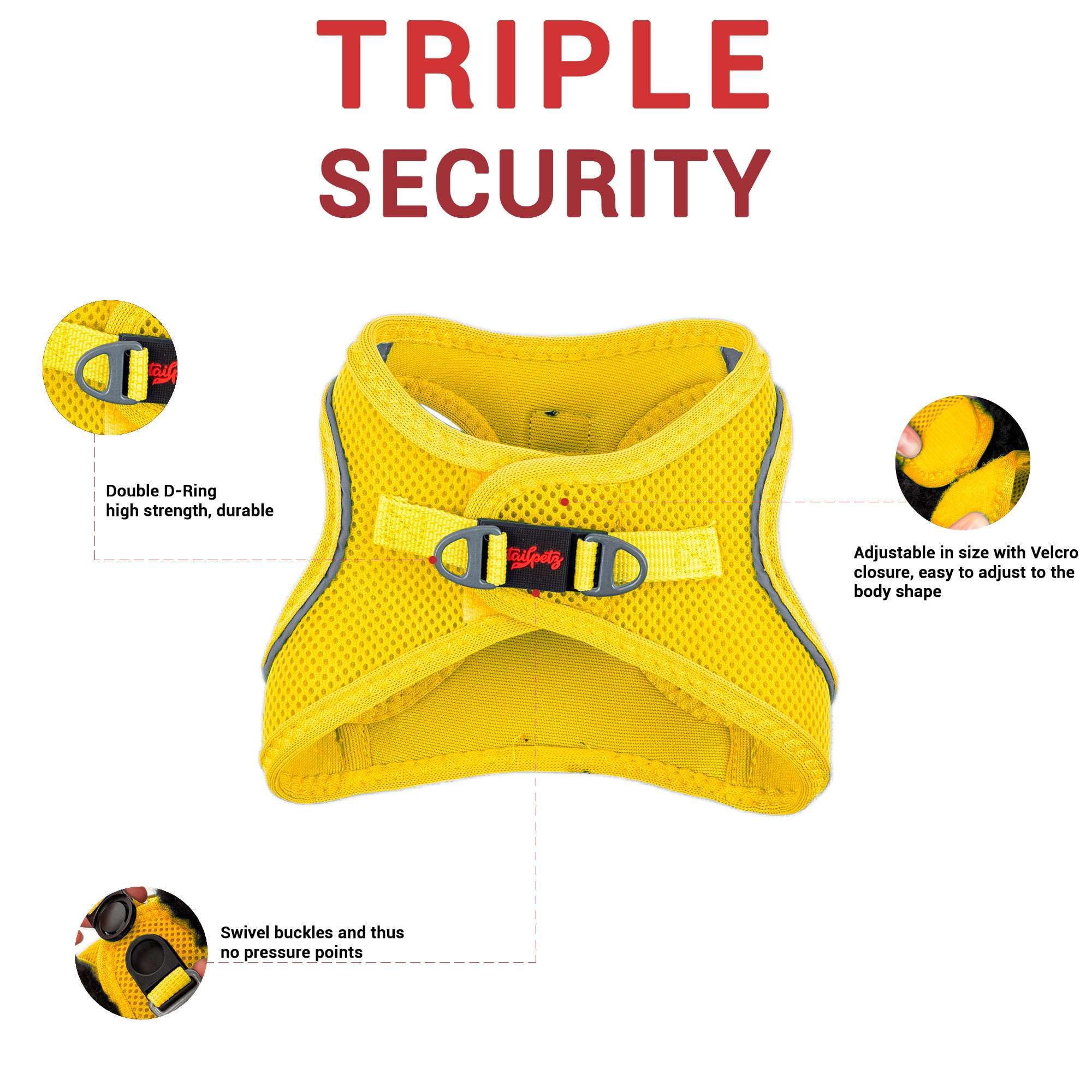 Tailpetz Dog Harness, Adjustable Step in No Pull Dog Harness for Large Dog, Reflective Puppy Harness for Puppy Training, Large B