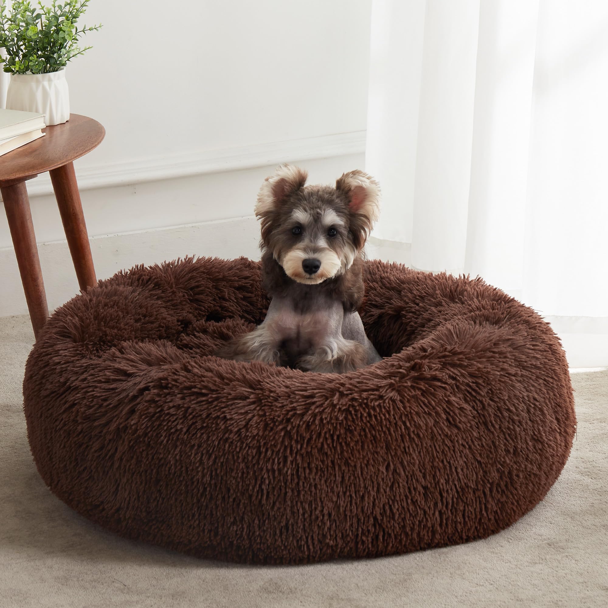 Western Home Faux Fur Dog Bed & Cat Bed (30'', Coffee)