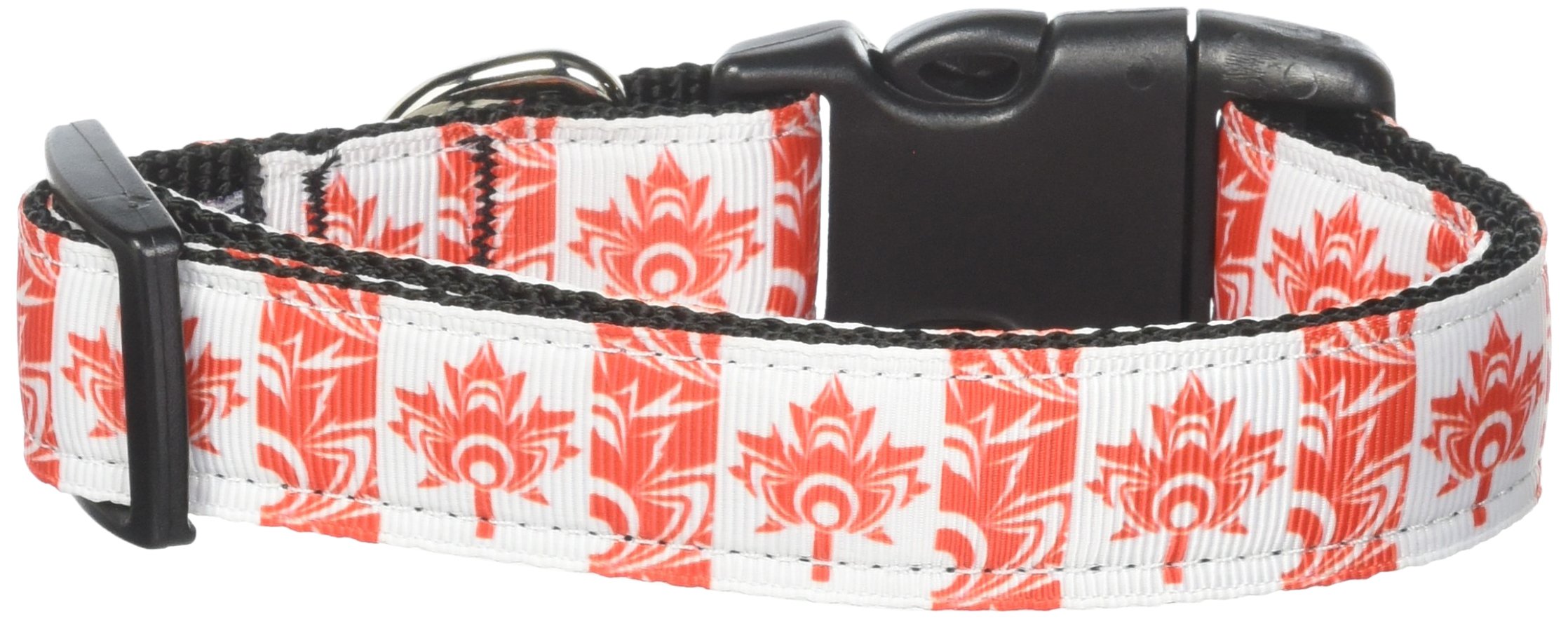 Pet Dog & Cat Nylon Collar or Leash, &quot;Canadian Flag In Swirls&quot; MD Collar