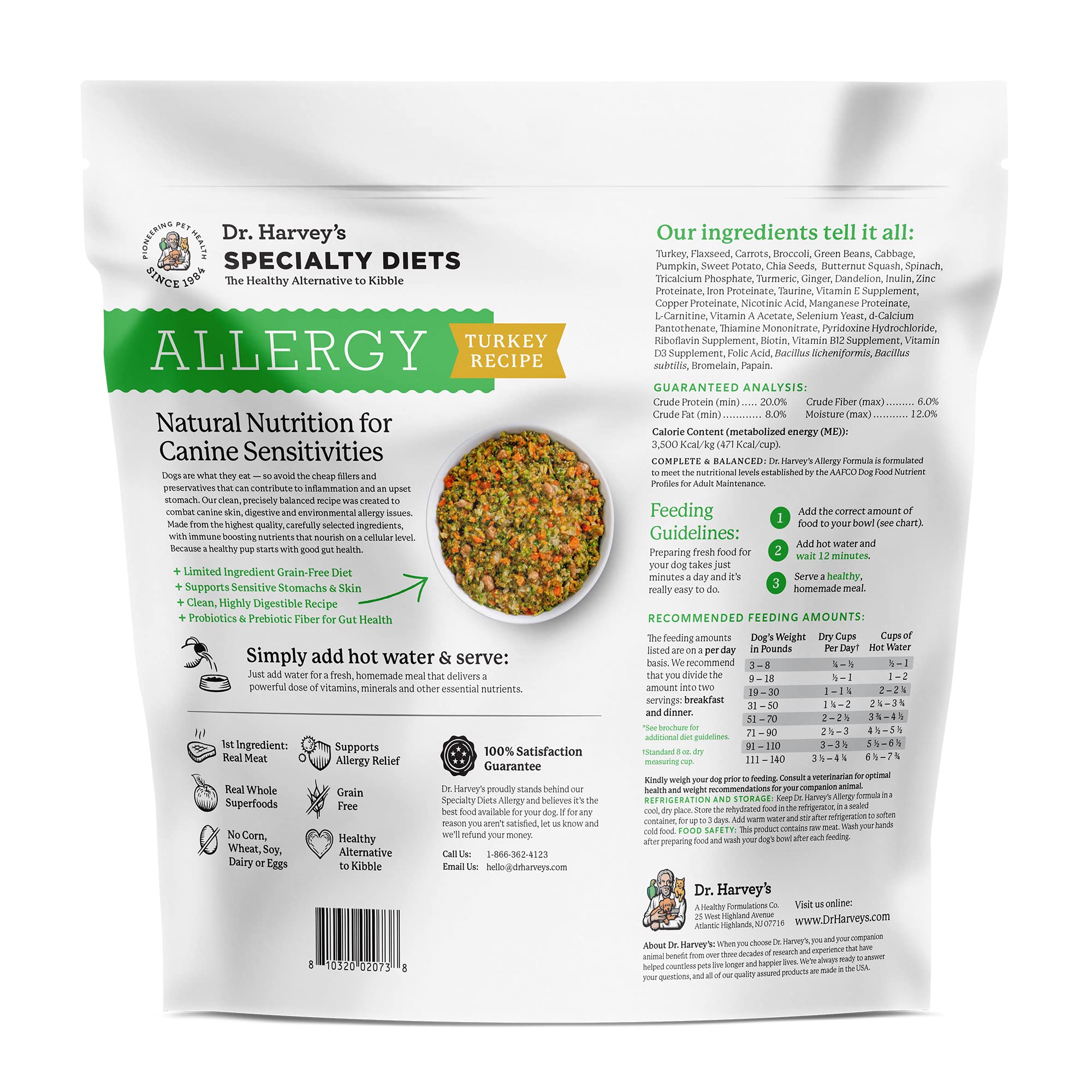 Dr. Harvey's Allergy Turkey Recipe Dog Food - Human Grade, 5 Pounds, for Dogs with Sensitivities and Allergies