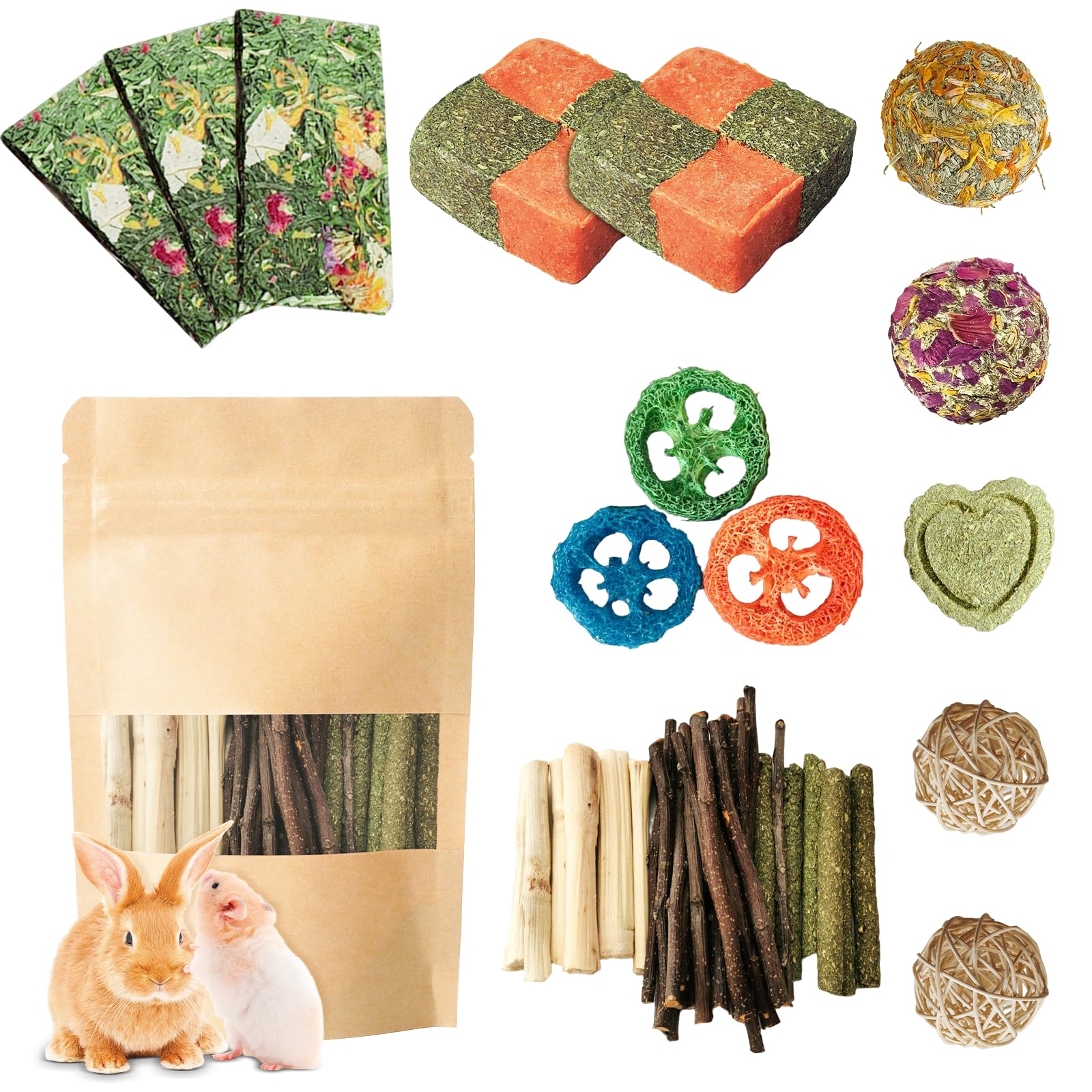 Tyotrbs 50-60Pcs Natural Rabbit Chew Toys, Apple Sticks For Rabbits Rabbit Treats, Guinea Pig Toys Hamster Treats, Timothy Stick