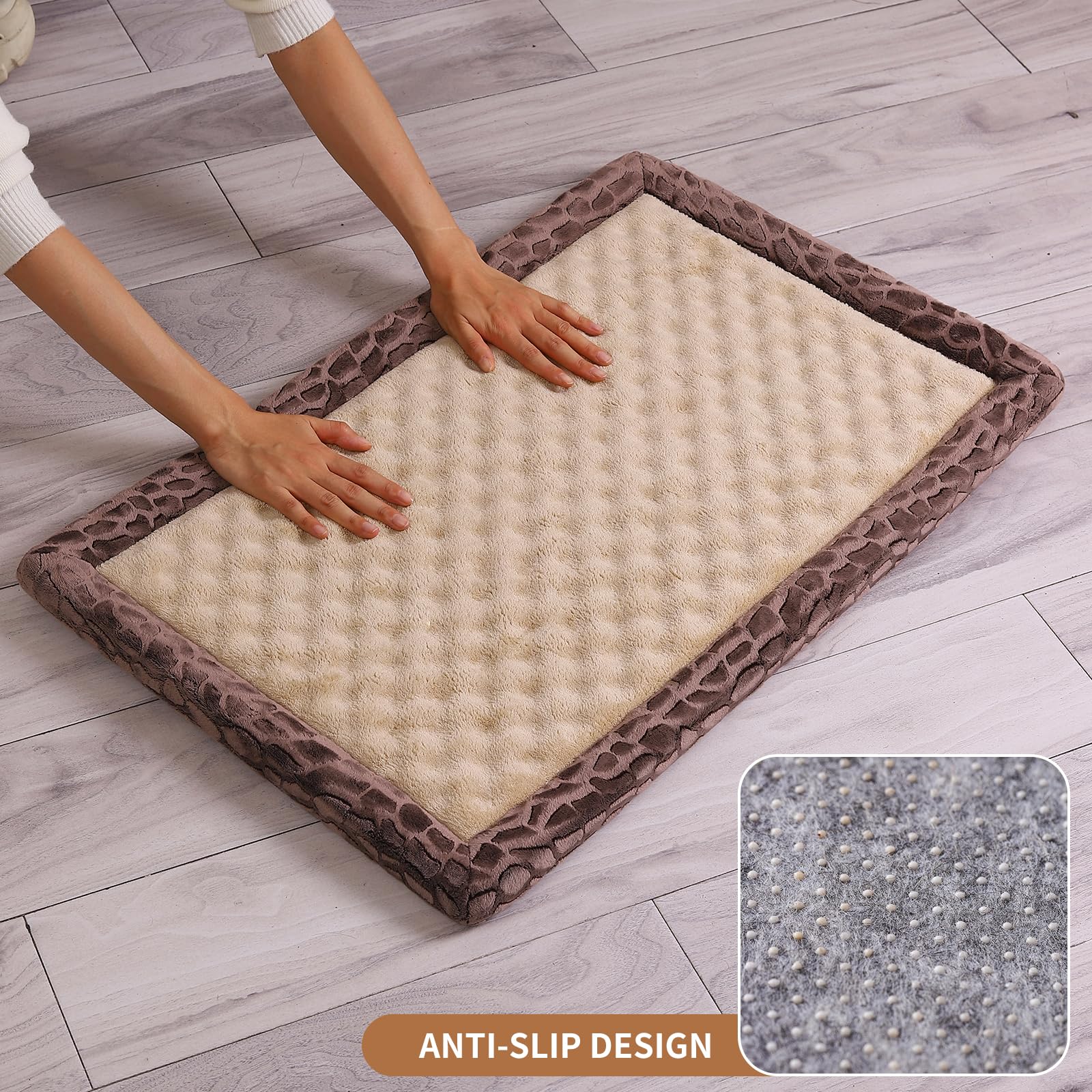 Minidear Dog Crate Pad, 42''X28''X1.1'' Crate Bed Rectangle Shape Non-Skid Kennel Pad, Rubber Backing Memory Foam For Dog Bed Ma