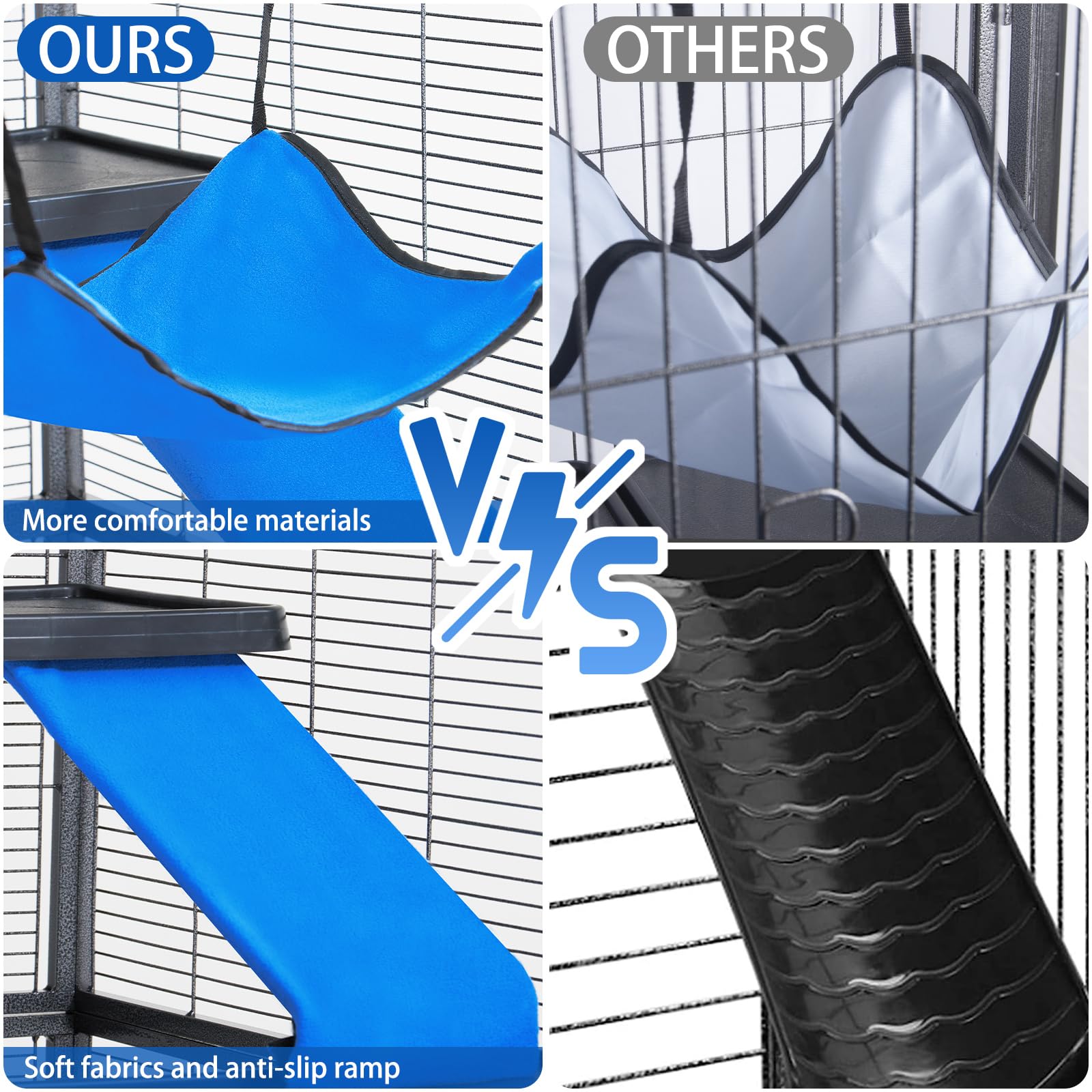 Polar Aurora Metal Small Animal Cage 6 Tiers Homes For Pets Removable Ferret Cage With Lockable Wheels, 59'' H Deluxe Chinchilla