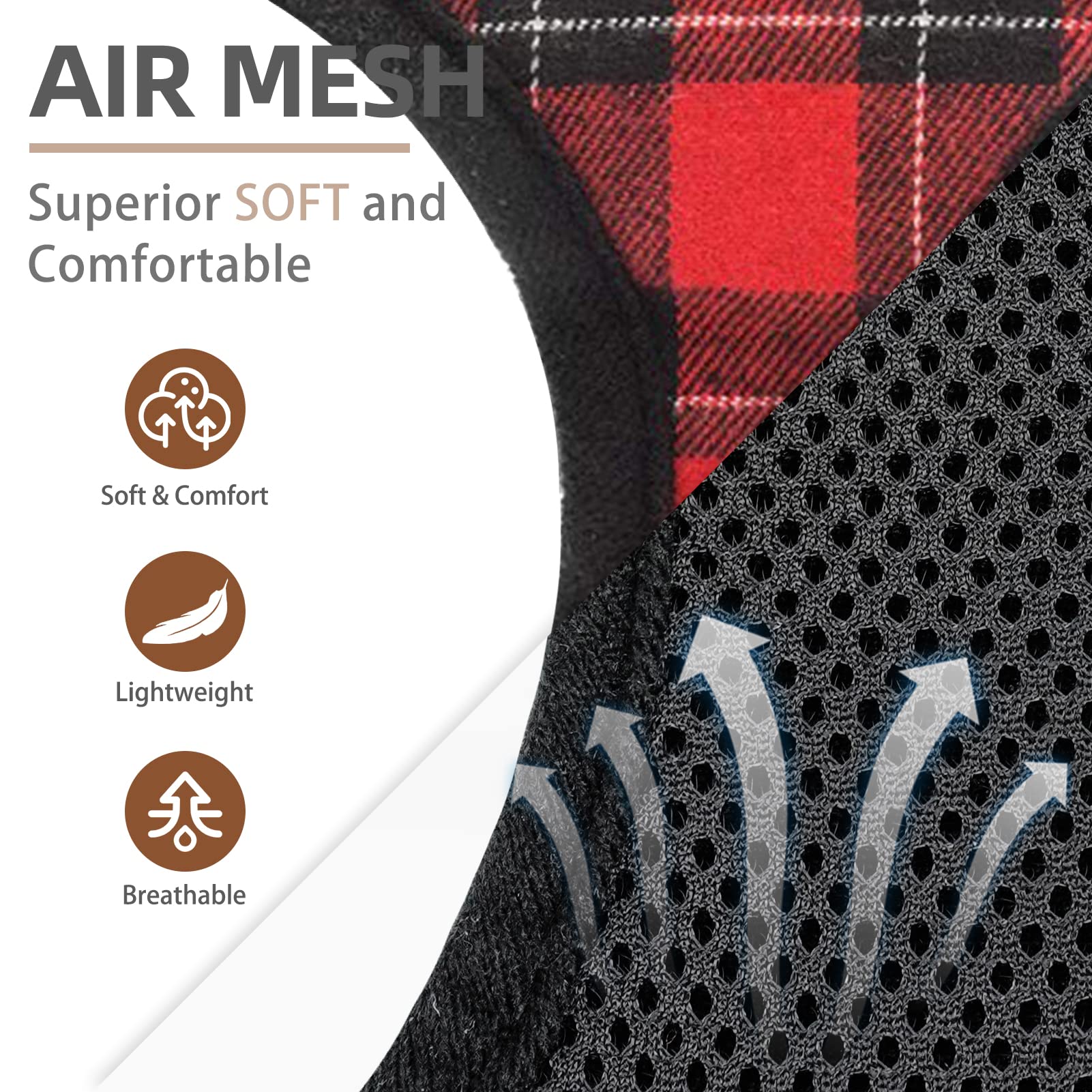 Pupteck Soft Mesh Dog Harness And Leash Set Pet Puppy Cat Comfort Padded Vest No Pull Harnesses, Red&Black, S