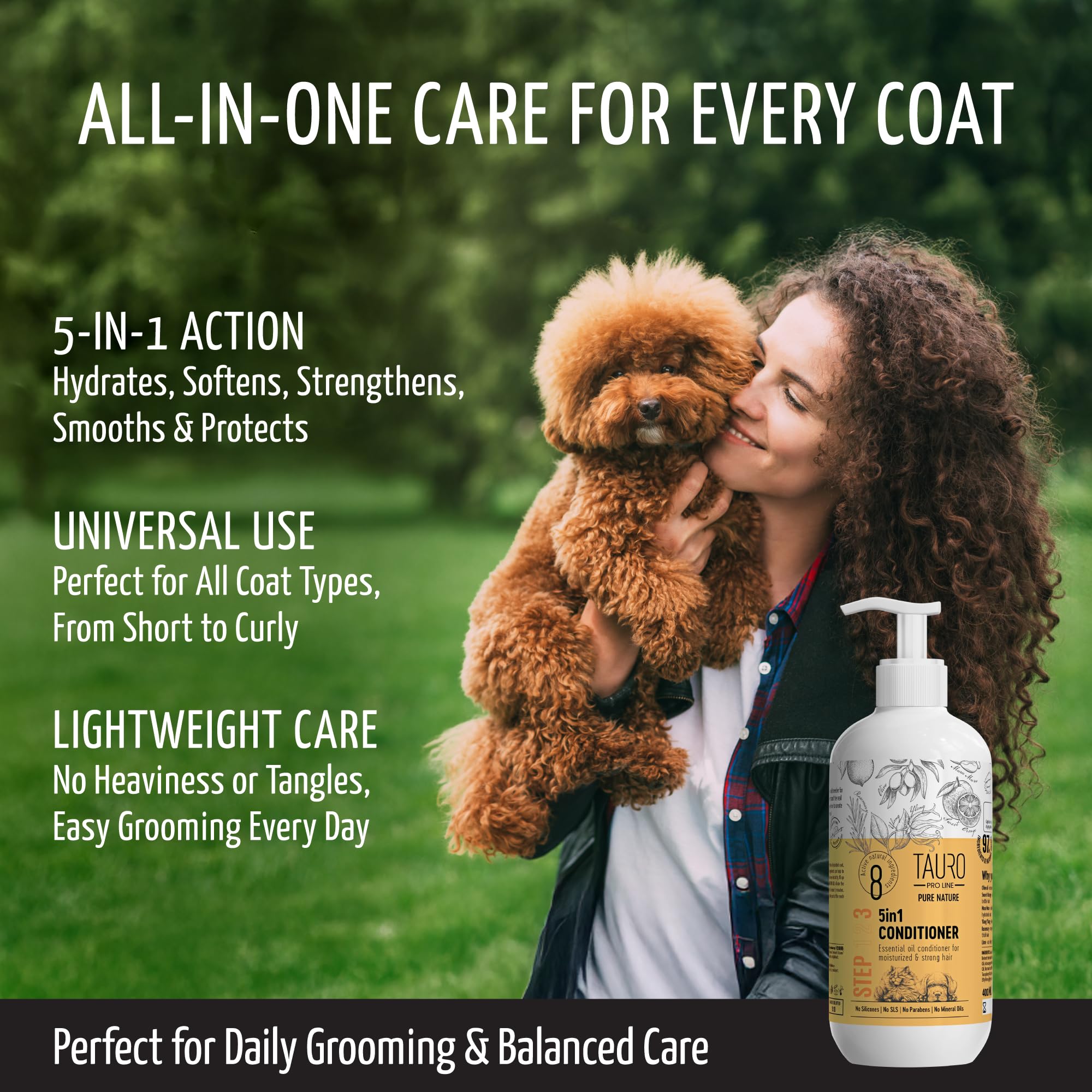 Moisturizing Dog Conditioner 5In1 - Allergy Dog And Cat Shampoo, Sulfate Parabens Sls Free Natural Composition Grooming Product