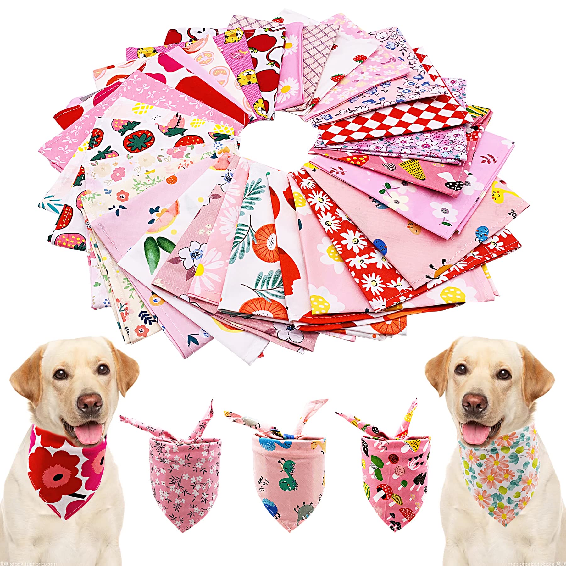 PET SHOW 50pcs Bulk Girl Small Dog Bandanas Female Cat Puppies Bibs Washable Cotton Triangle Head Scarfs Wholesale Medium Dogs B