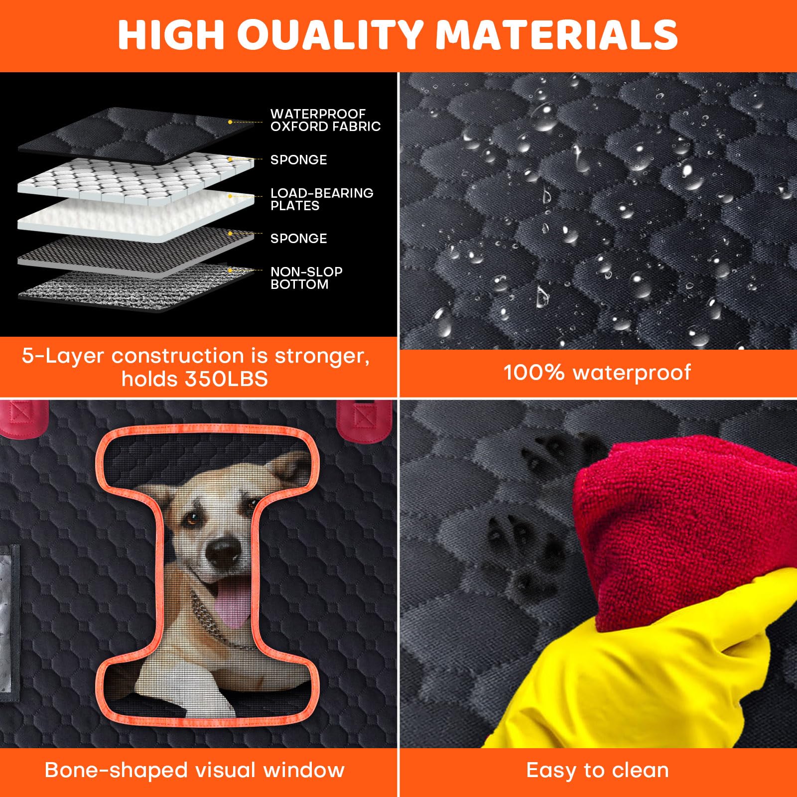 Serpro Back Seat Extender For Dogs,Hard Bottom Dog Car Seat Cover,Waterproof Dog Bed Hammock For Car Travel Camping,Pet Bed Matt