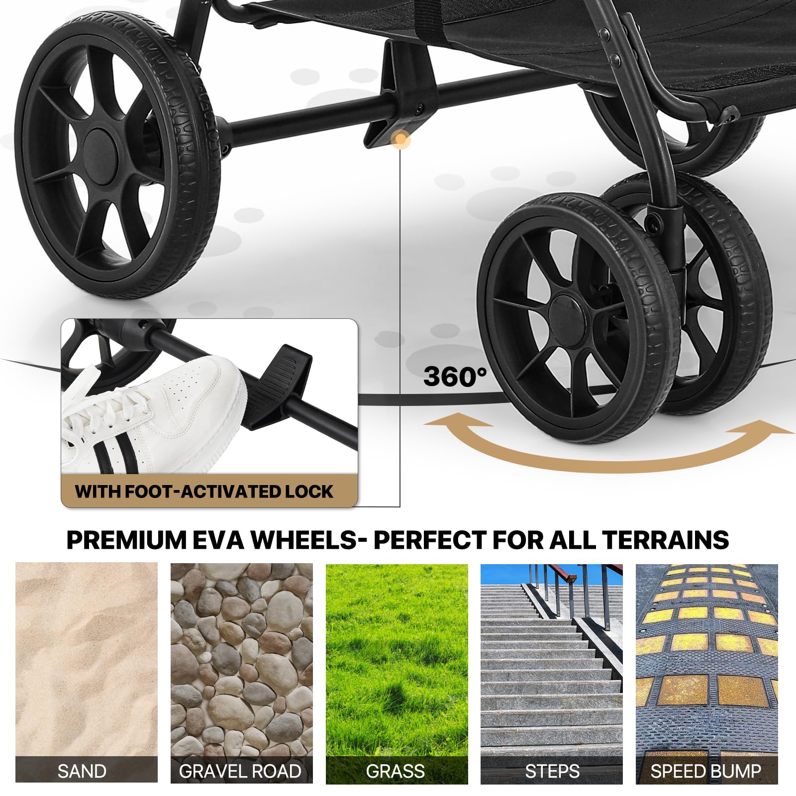 Monibloom Dog Cat Stroller For Dogs Cats, 4 Wheels Pet Stroller Jogger W/Detachable Carrier, Travel Strolling Cart, Soft Collaps