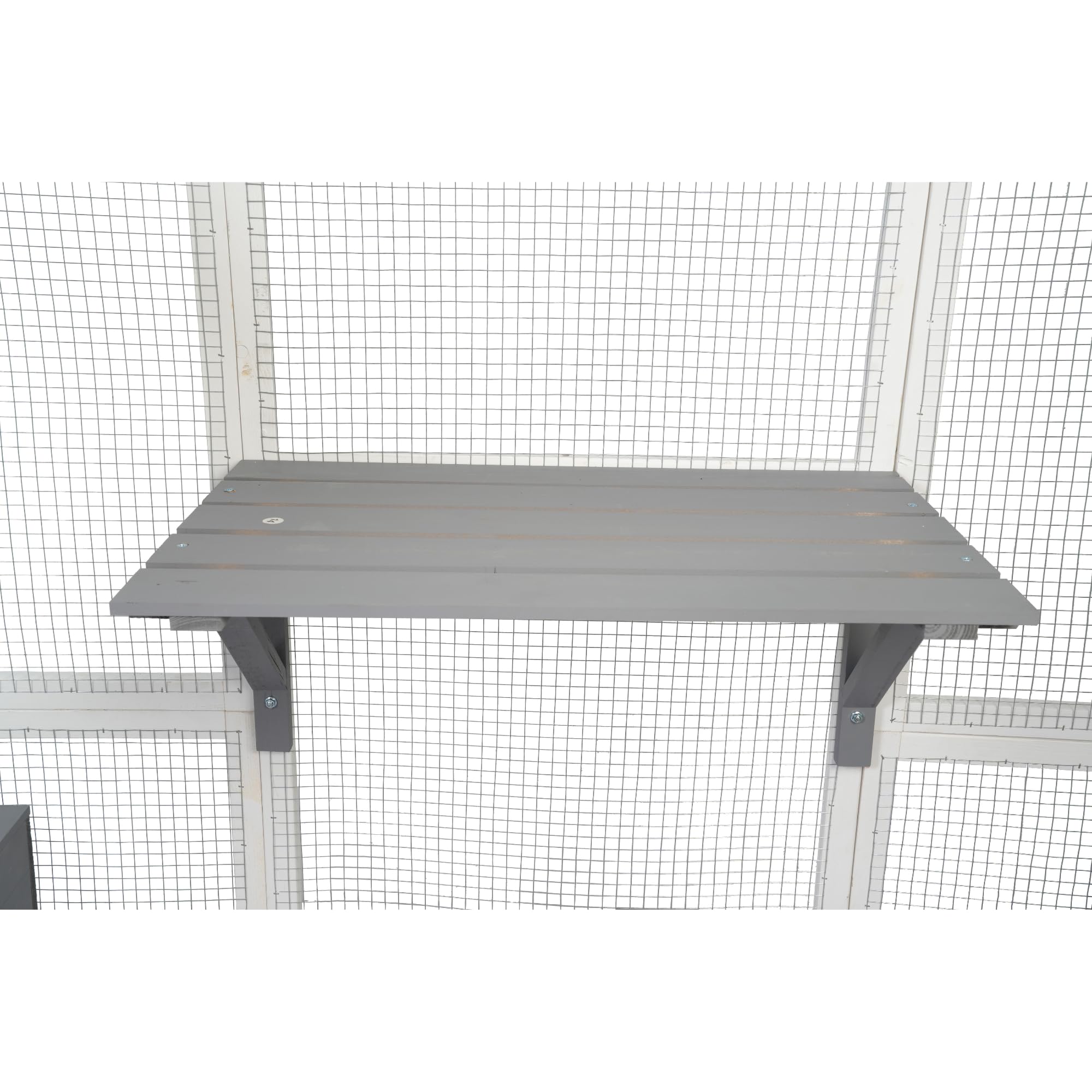 Ball & Cast 71 Wooden Catio Outdoor Cat Enclosure with Weatherproof Asphalt Roof,Jumping Platforms & Napping Houses,Walk-in Cats