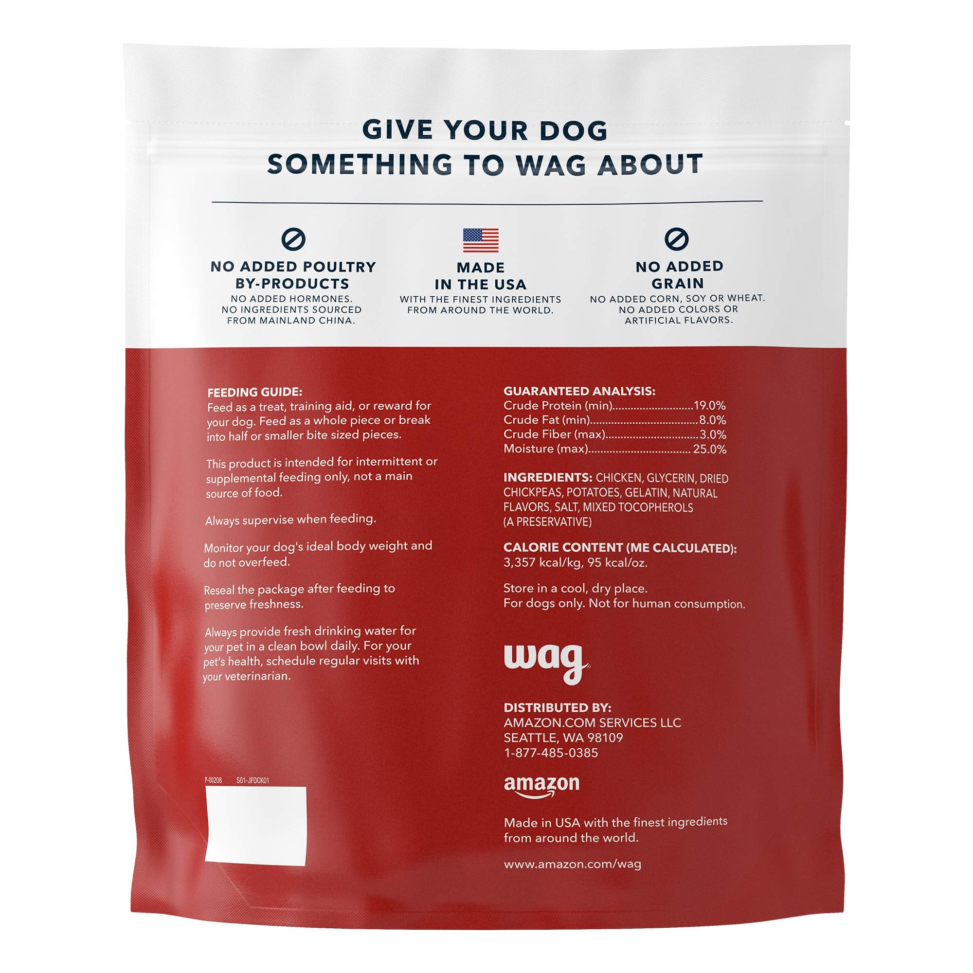 Amazon Brand - Wag Soft & Tender American Jerky Dog Treats -Chicken Recipe (24 oz)