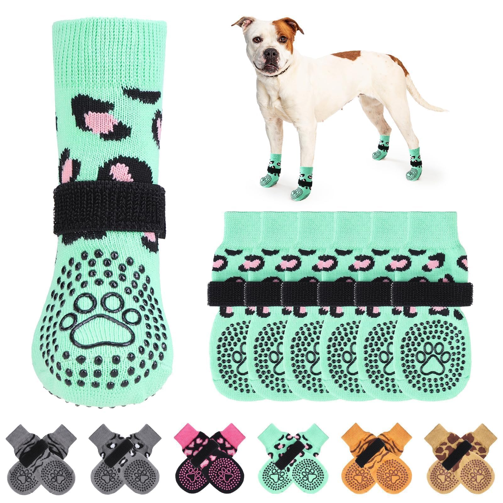 KOOLTAIL Anti Slip Dog Socks for Hot/Cold Pavement to Prevent Licking Paws, Dog Boots&Paw Protector with Grippers for Hardwood F