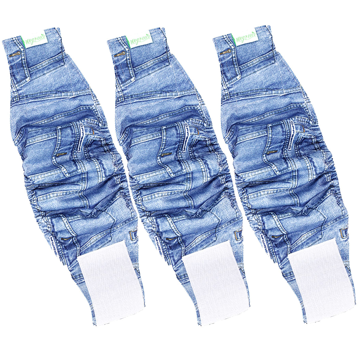 Wegreeco Jeans Washable Male Dog Diapers (Pack Of 3) - Washable Male Dog Belly Wrap (Medium - 15''- 17'' Waist)