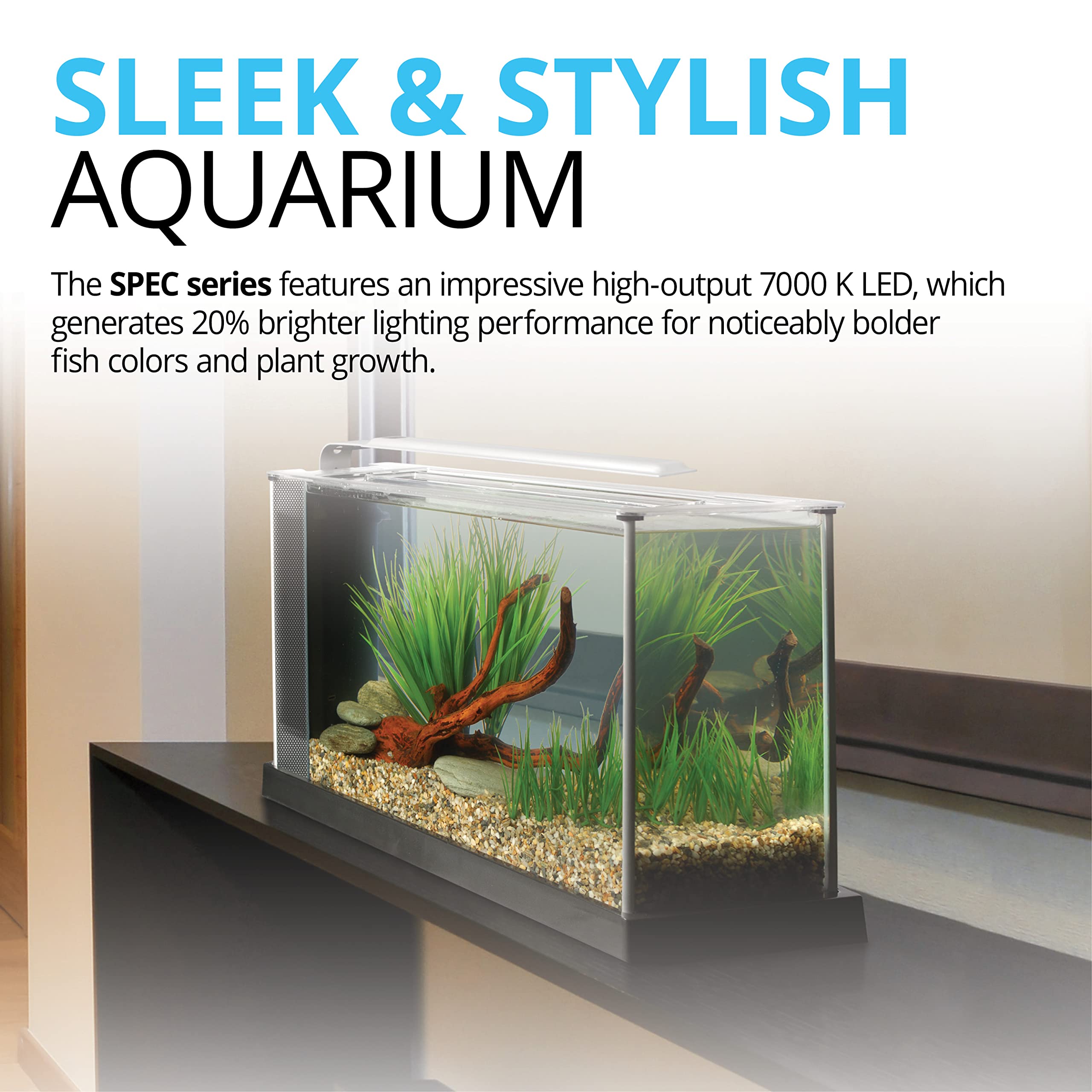 Fluval Spec Aquarium Kit, Aquarium With Led Lighting And 3-Stage Filtration, 5 Gallon, White