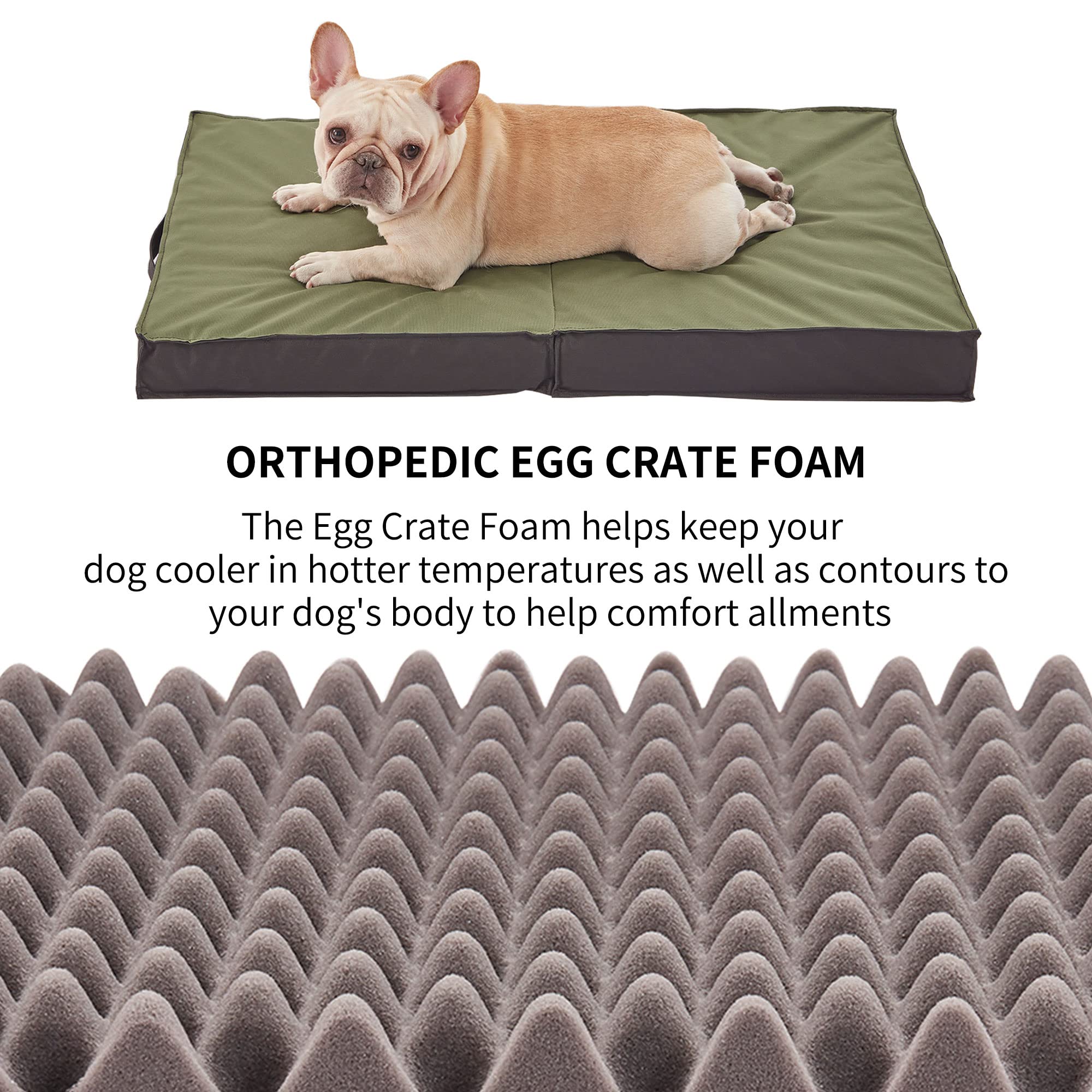 Petabby Outdoor Dog Beds For Large Dogs, Waterproof Dog Bed Portable With Washable Cover, Foldable Durable Dog Bed Orthopedic For Outside Indoor, All Weather To Use