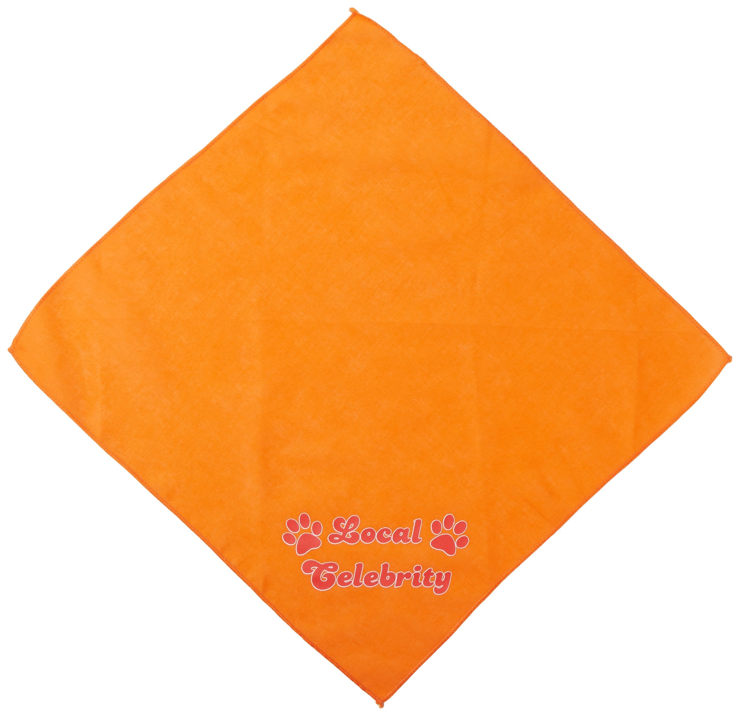 Pet and Dog Bandana Screen Printed, &quot;Local Celebrity&quot; Orange Small