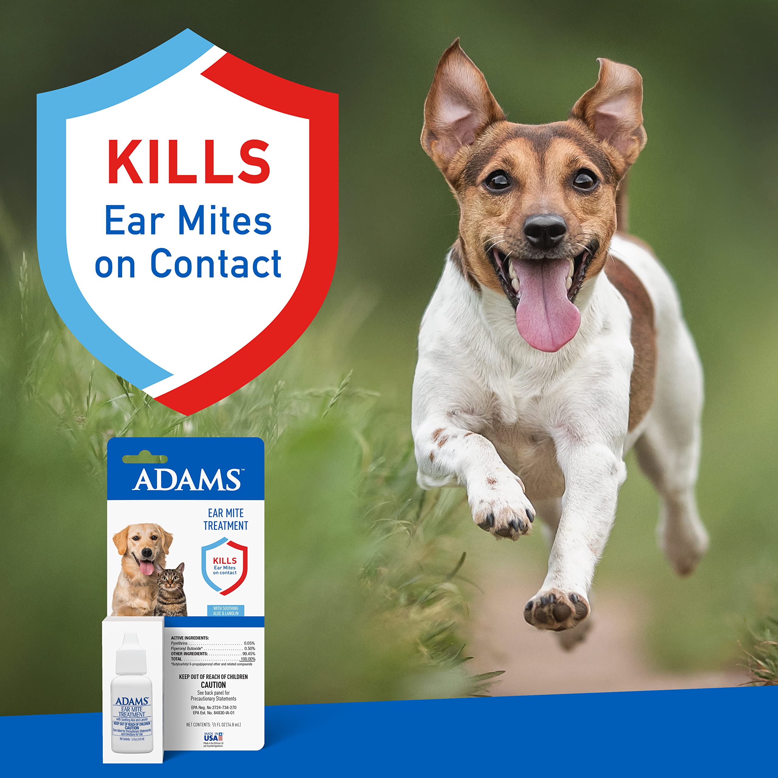 Adams Ear Mite Treatment For Dogs and Cats Over 12 Weeks, Kills Ear Mites On Contact, Relief For Dogs and Cats Suffering From Ea