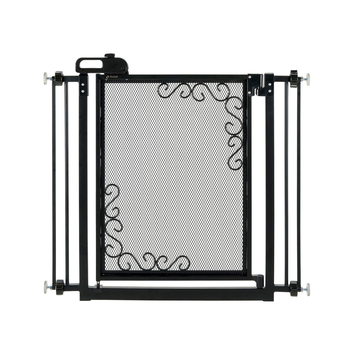 Richell - One-Touch Metal Mesh Pet Gate (94940) Black Pet Gate, Medium