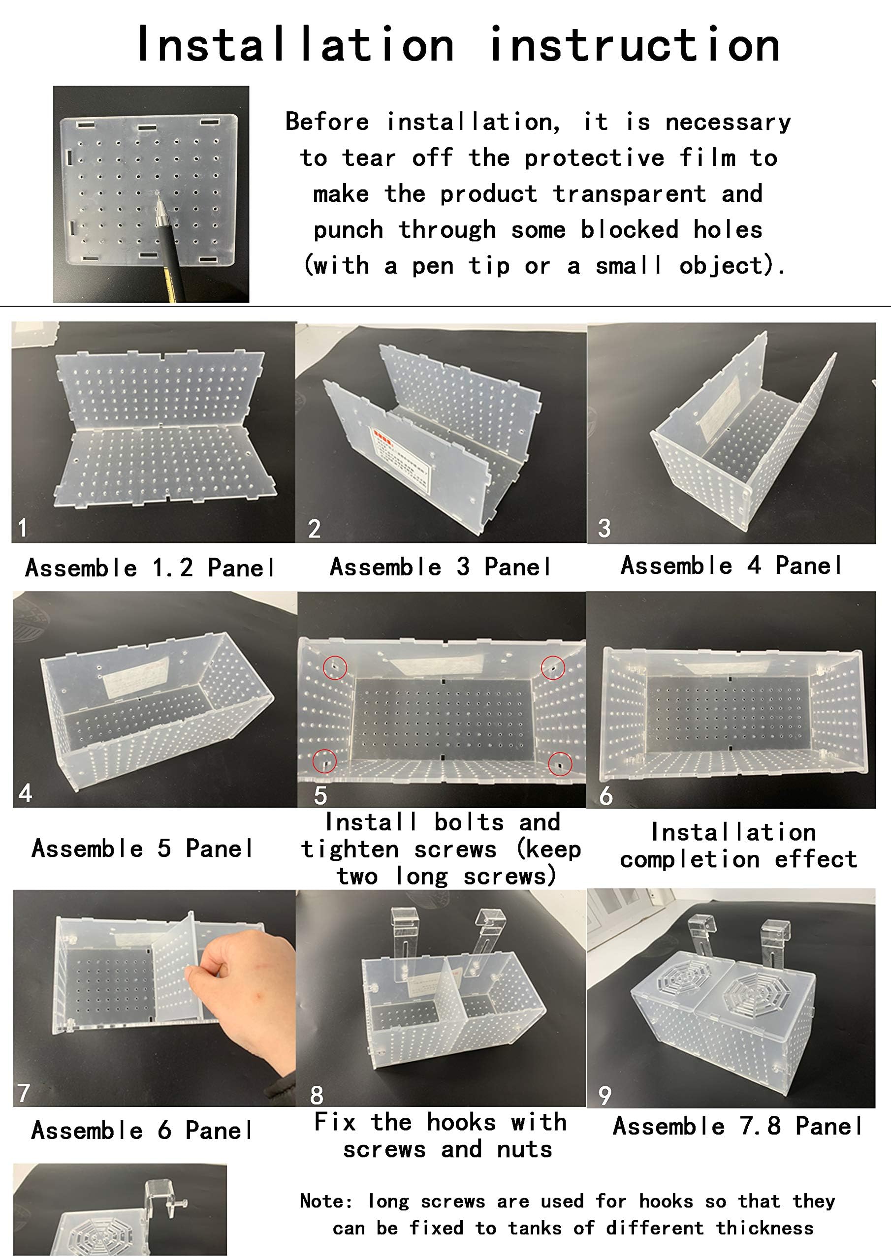 Hamiledyi Acrylic Breeding Isolation Box - Transparent Aquarium Hatchery for Guppy/Shrimp/Small Fish, Safe Nursery Tank with Air