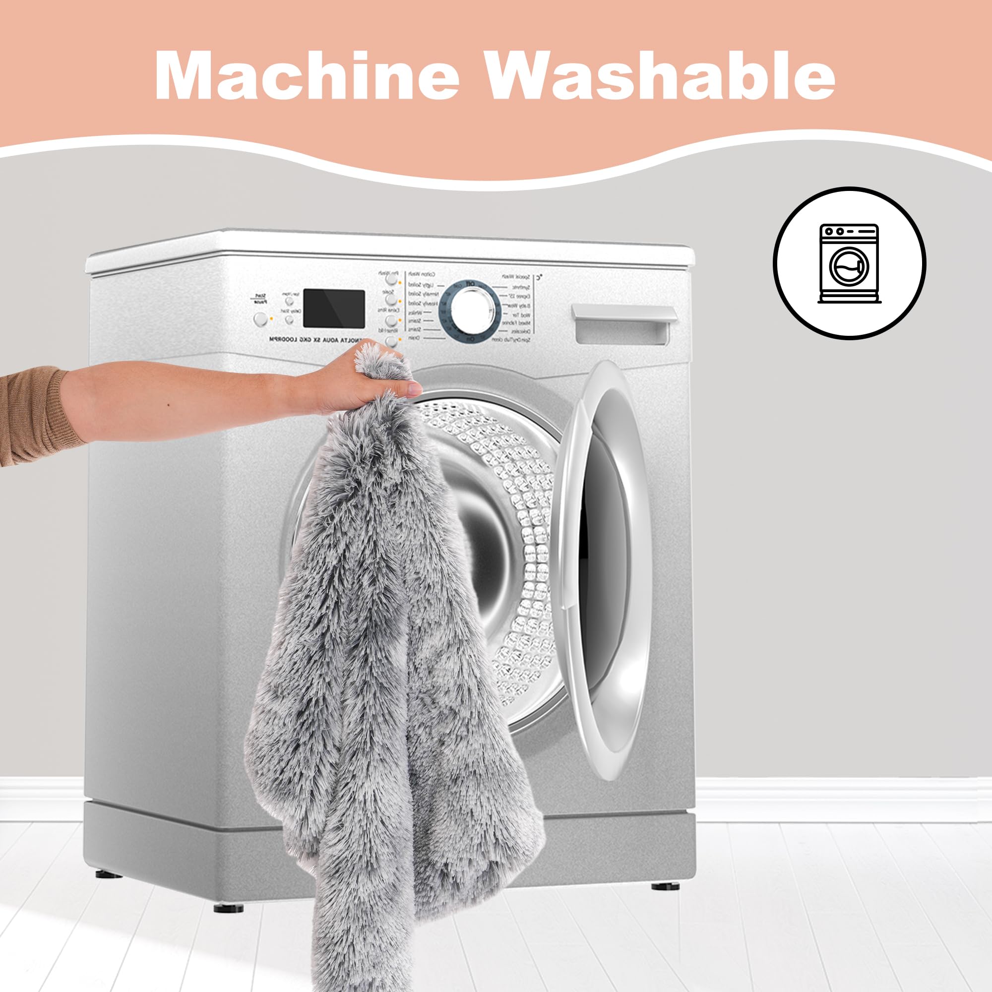 Bedfolks Waterproof Crate Bed, Plush Dog & Cat Bed With Removable Washable Cover, Faux Fur Kennel Pad, 21''X13'', Dark Grey