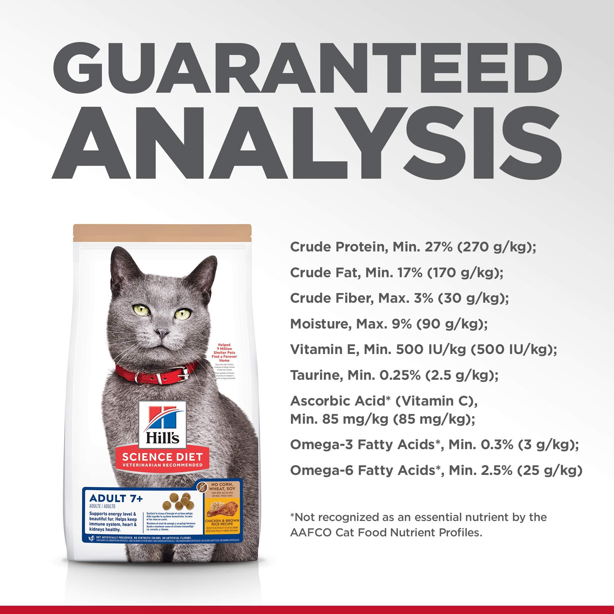 Hills Science Diet Adult 7+, Senior Adult 7+ Premium Nutrition, Dry Cat Food, No Corn, Wheat, Soy Chicken & Brown Rice, 3.5 lb