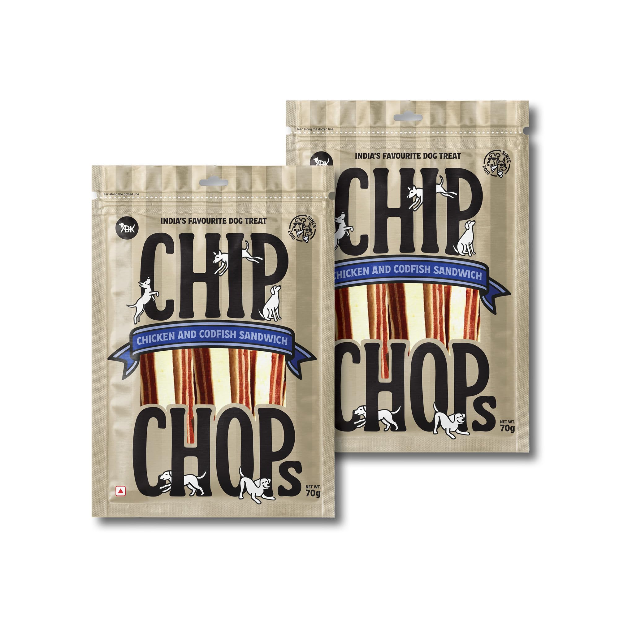 Chip Chops Chicken & Codfish Dog Treats Pack Of 2 (70G Each)  High Protein Dog Treats, Healthy Dog Snacks, Easily Digestible Tr