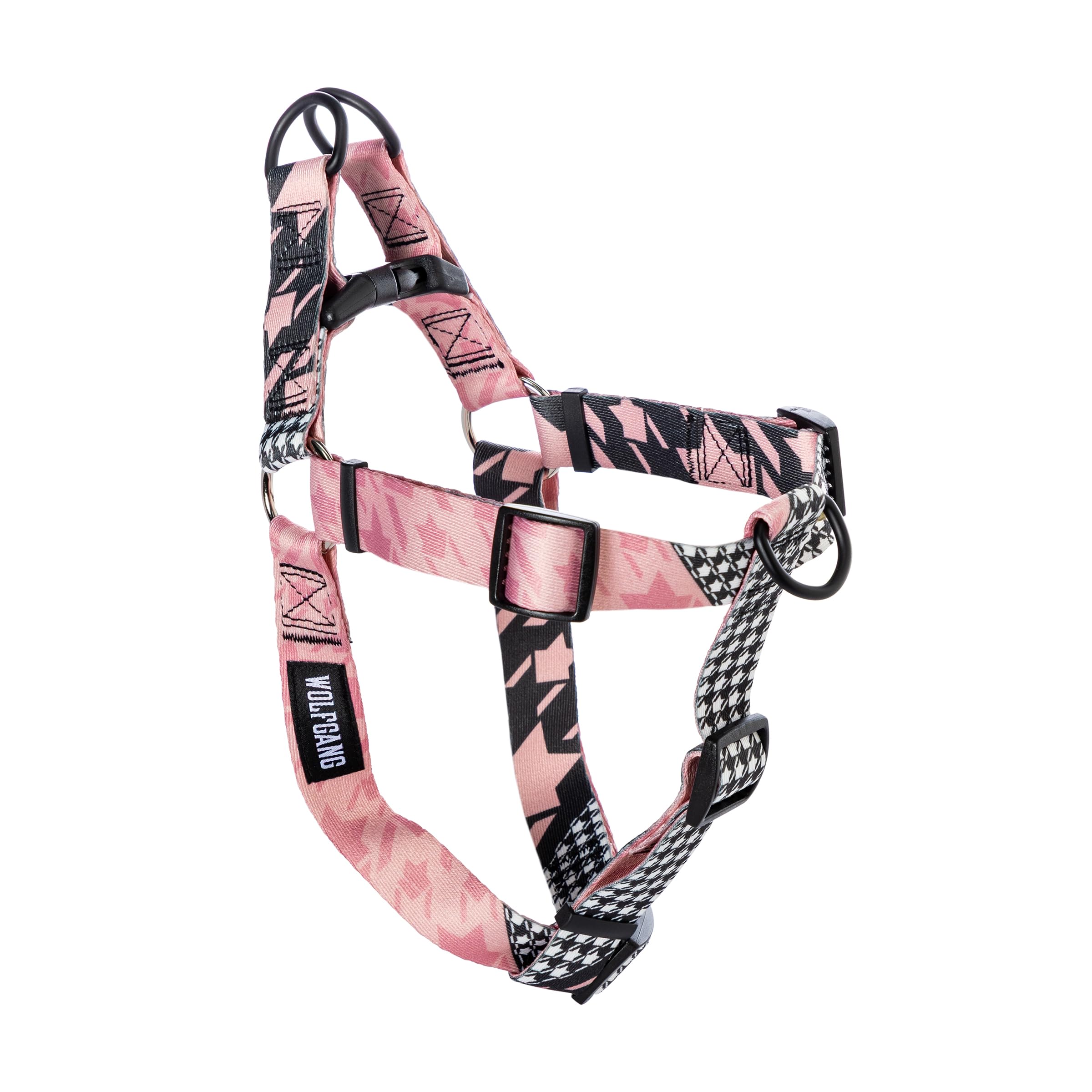 Wolfgang Heavy Duty Adjustable Dog Harness, Pull-Tested to Over 800 lbs for Walking & Training, HoundsPink Print, Small