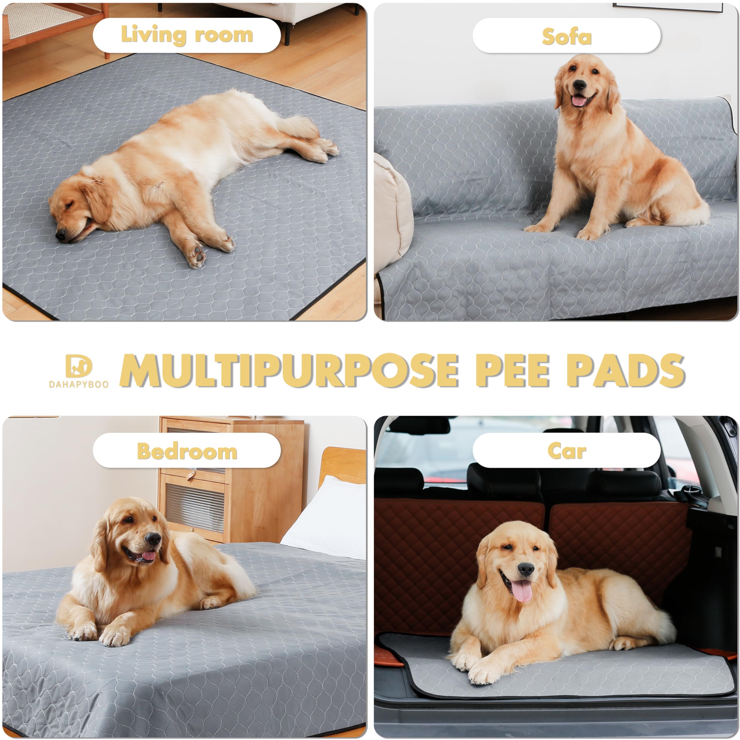 Dahapyboo Extra Large Washable Pee Pads For Dogs,2Pack Reusable Puppy Pads For Dogs,65X48 Non-Slip Waterproof Pet Training Pads