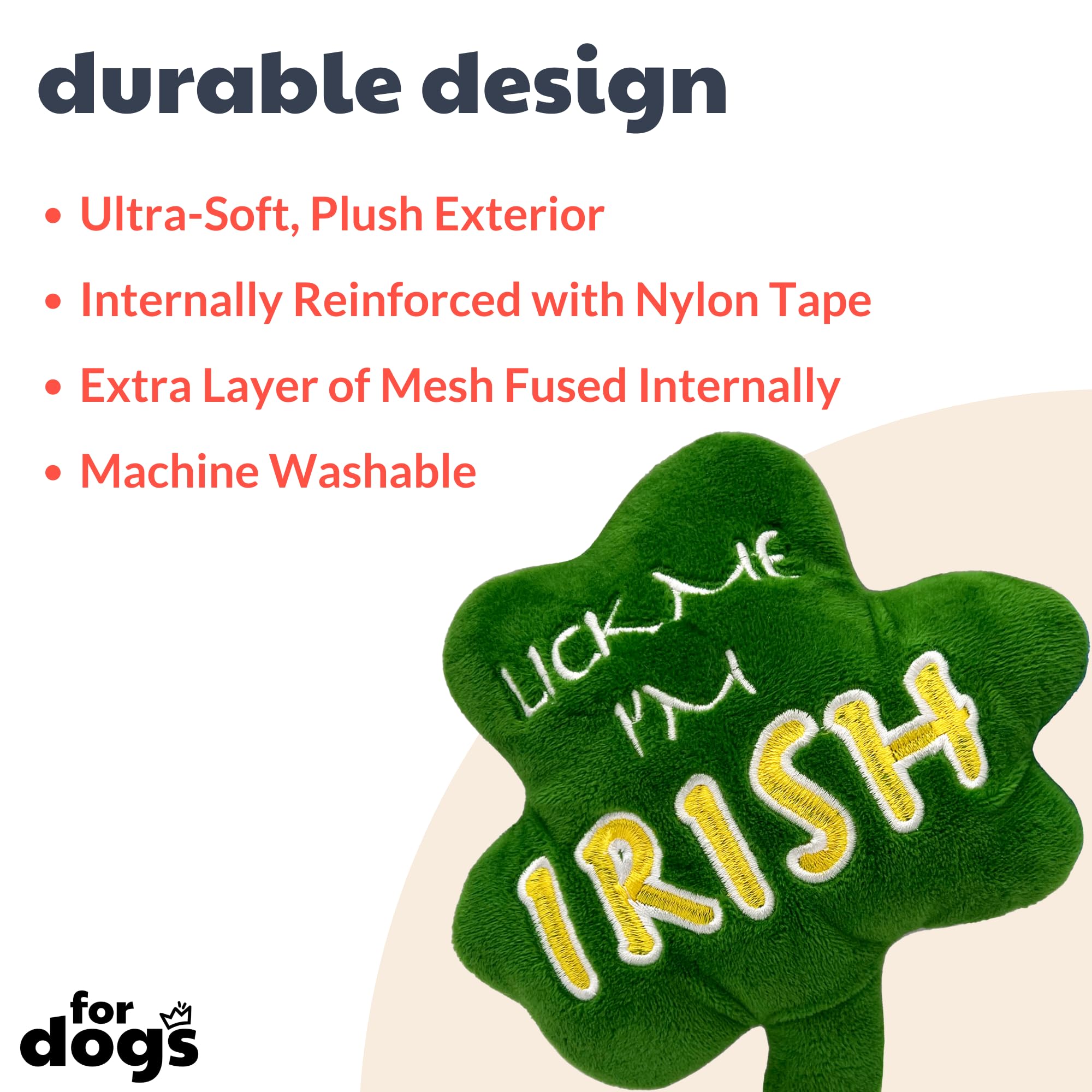 Huxley & Kent For Dogs - Lick Me Shamrock - St. Patricks Day Power Plush Dog Toy With Squeaker - Funny Dog Toy - Fun, Durable, A