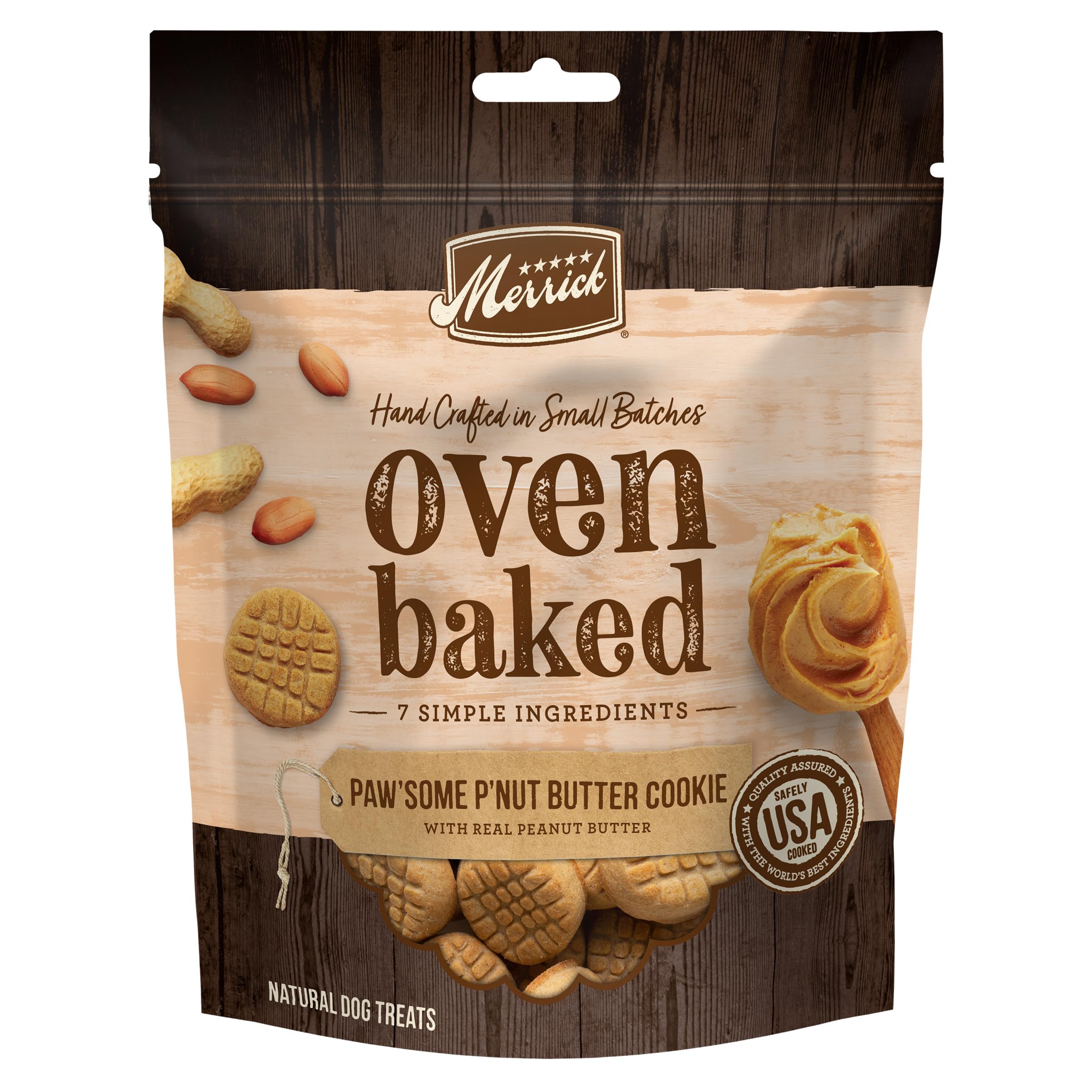 Merrick Oven Baked Dog Treats, Natural Cookies For Dogs, Pawsome Pnut Butter Cookie With Real Peanut Butter - 11 oz. Bag