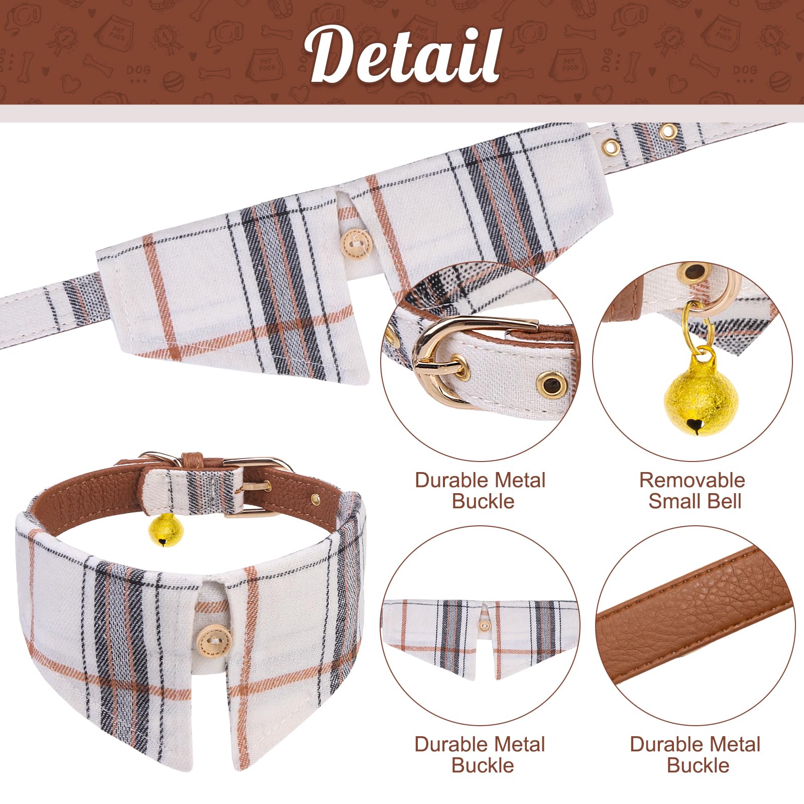 Expawlorer Puppy Collar And Leash Set - Classic Plaid Small Dog Collar With Bow Tie, Cute Dog Collar And Leash Set, Adjustable D