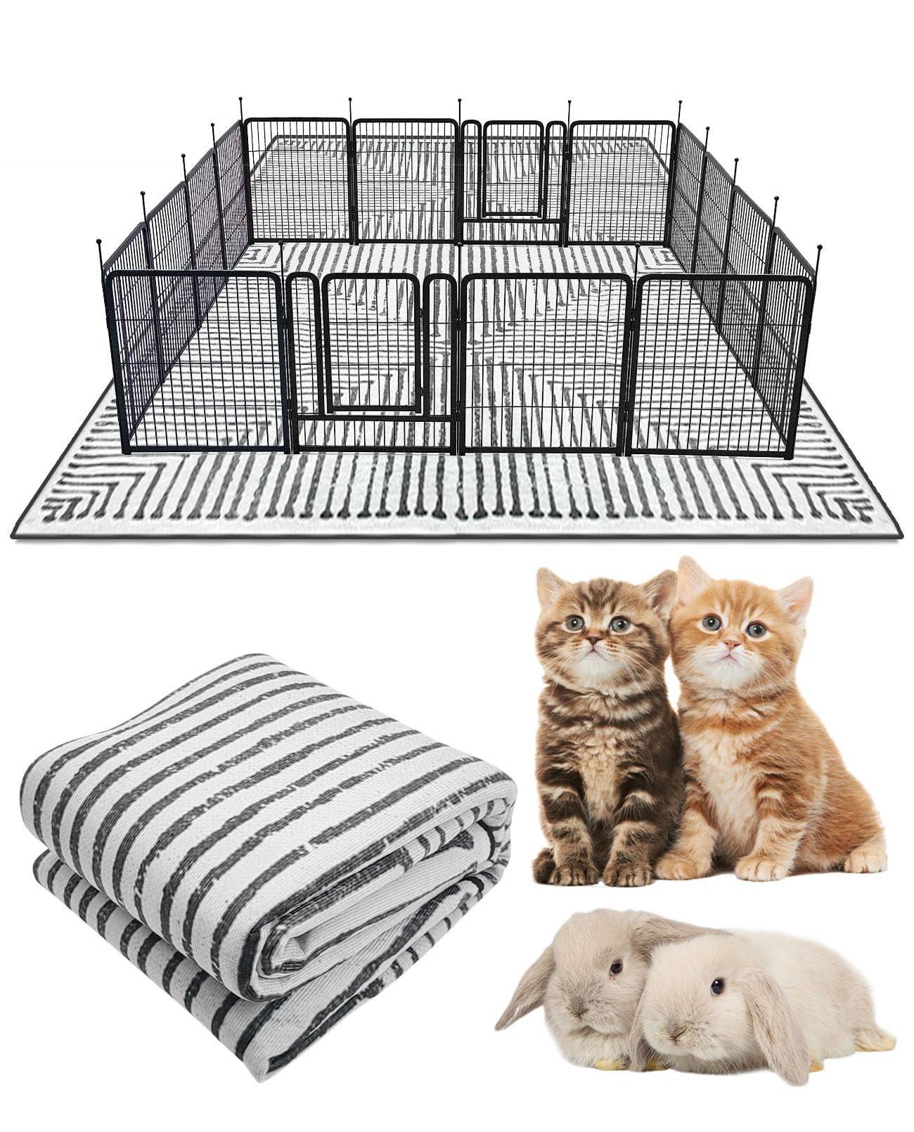 BNOSDM 91'''' X 63'''' Washable Bunny Cage Liners Large Rug for Rabbits Large Non Slip Pad for Bunnies Resuable Rabbit Liner for