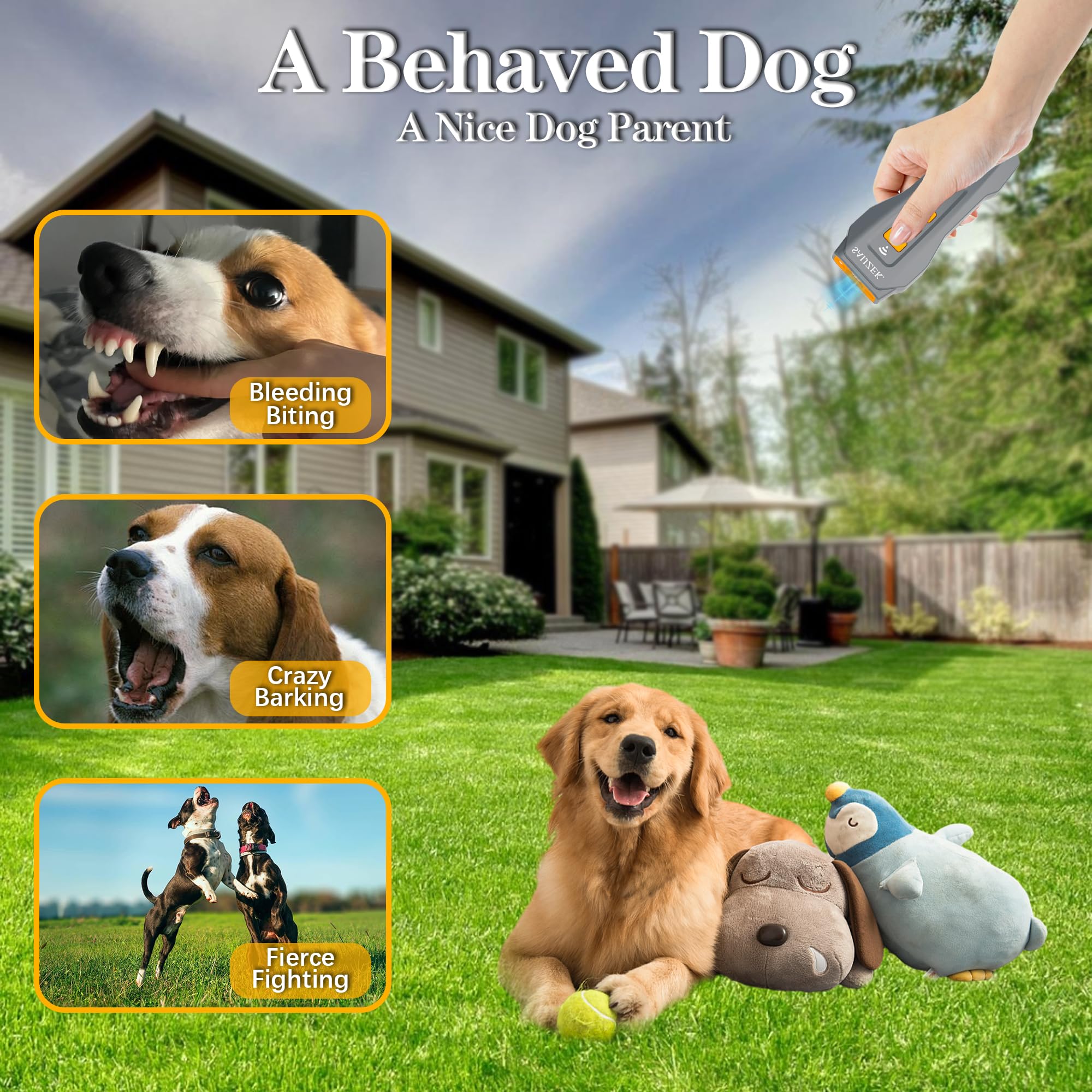 Saijzek. Ultrasonic Dog Trainer G2 | 3-In-1 Bark Deterrent Training Device | Anti Barking Silencer | Barks No More Devices | Sto