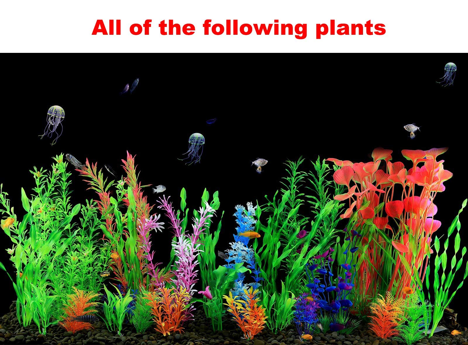 Cousduobe 30 Pack Artificial Aquarium Plants, Full Set Of Fish Tank Decorations, Various Sizes, Perfect Match (5.2 '-15.7') (30 Pack)