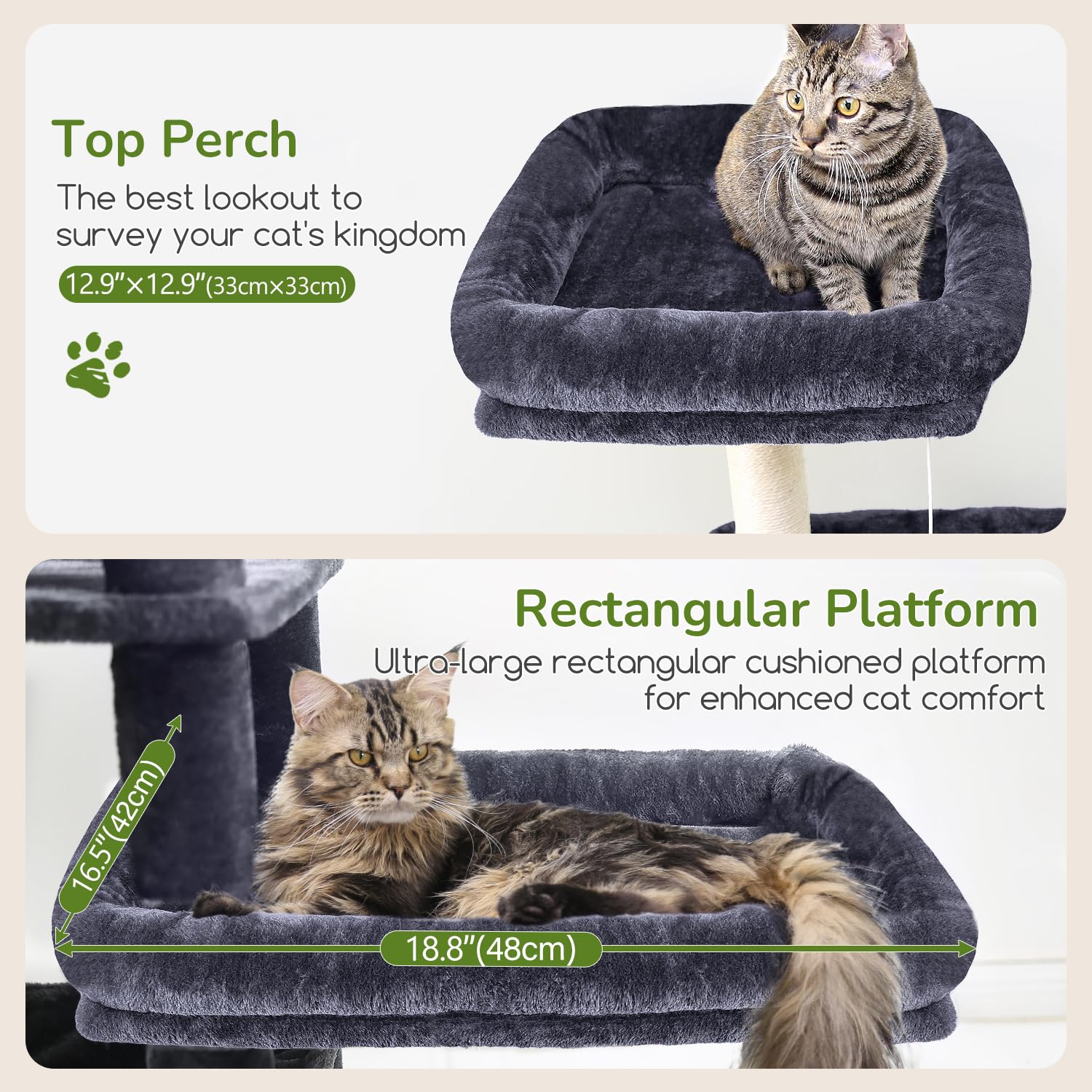 Globlazer S65 Extra Large Platform Cat Tree, 65In Sturdy Cat Scratching Tree For Indoor Cats Large Adult, Big Cat Perch Tower Wi