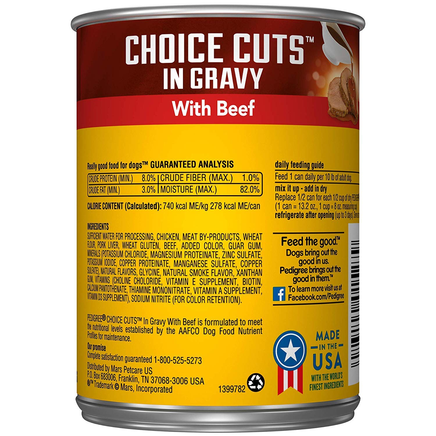 Pedigree Choice Cuts In Gravy Adult Canned Soft Wet Dog Food With Beef, 13.2 oz. Cans (12 Count, Pack of 1)