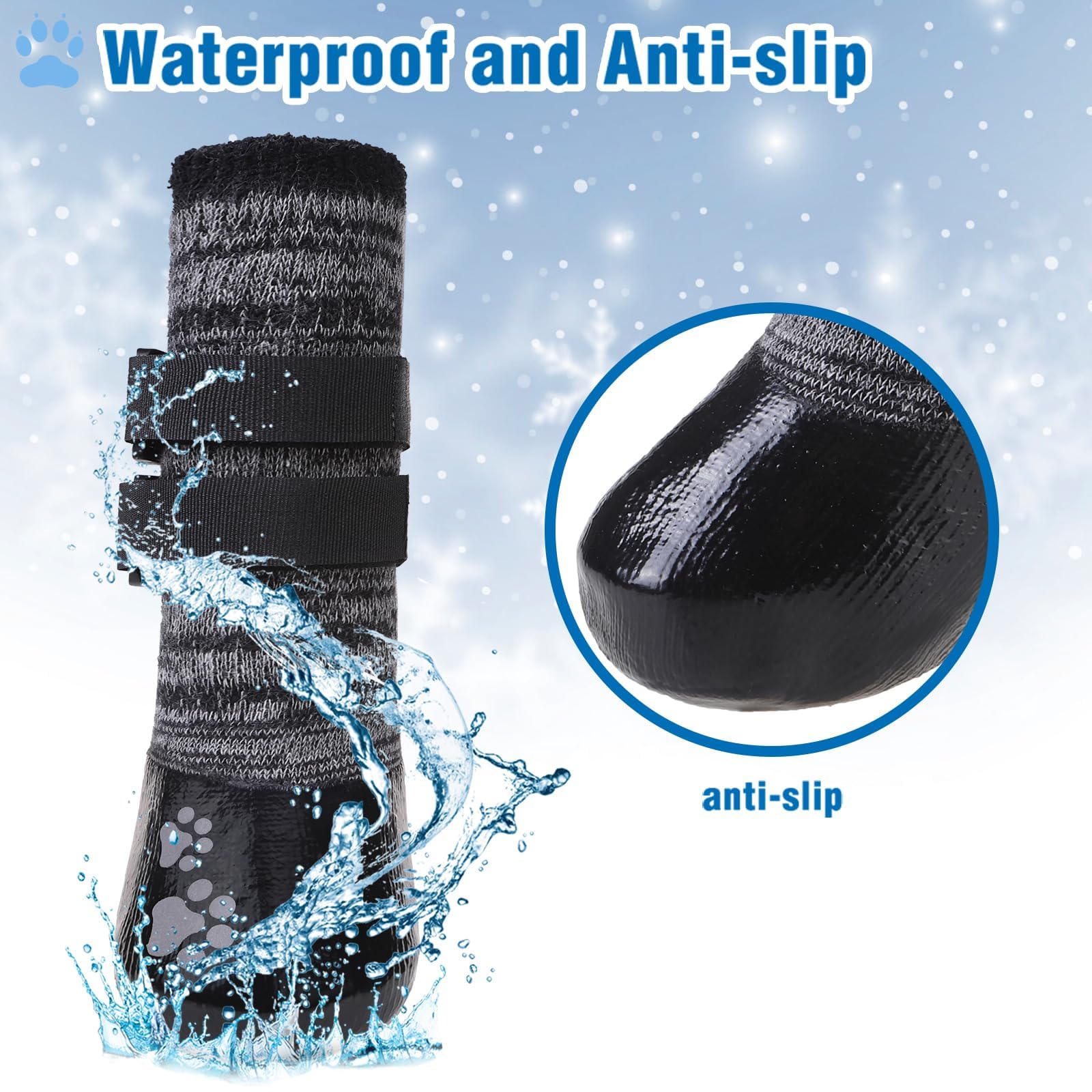 Kooltail Dog Socks To Prevent Licking With Grips For Hardwood Floors, Waterproof Dog Shoes For Winter, Dog Rain Snow Warm Boots&