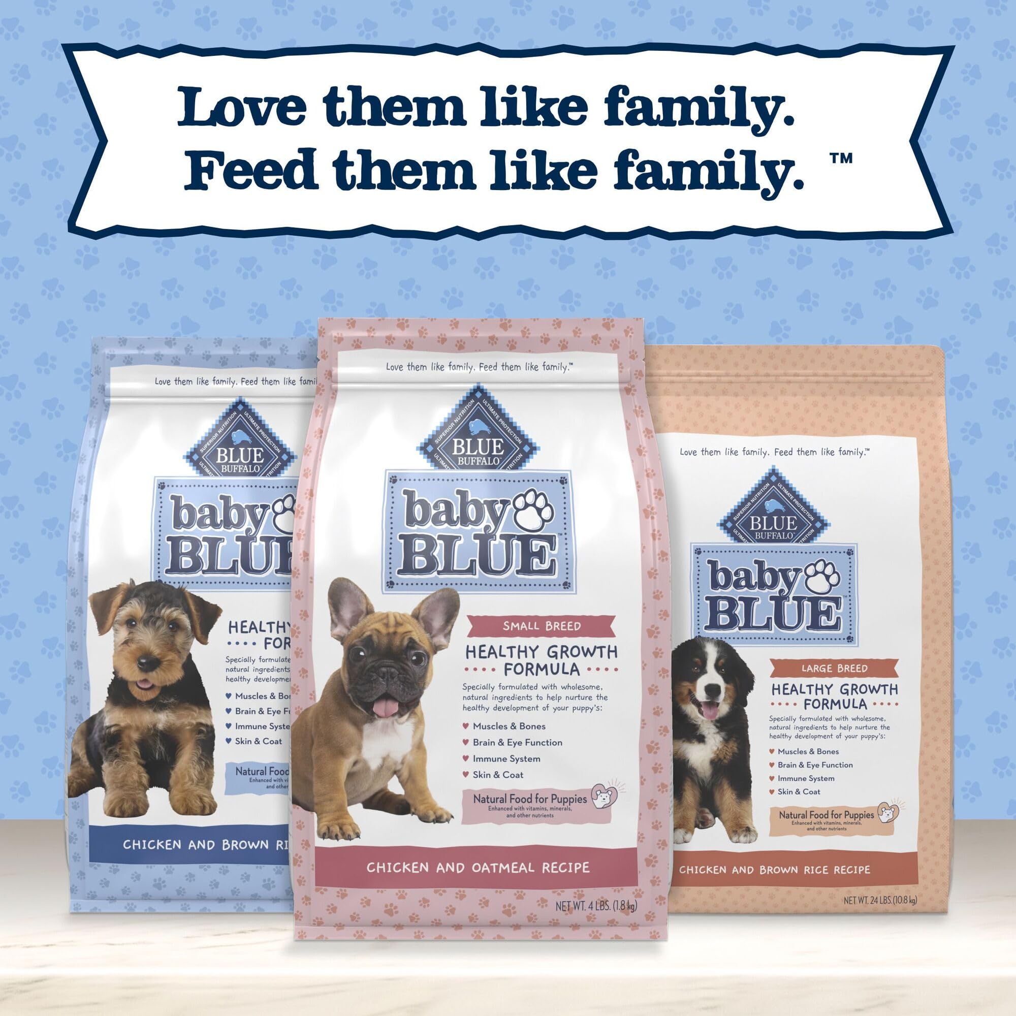 Blue Buffalo Baby BLUE Natural Small Breed Puppy Dry Dog Food, Healthy Growth Formula with DHA, Chicken and Oatmeal Recipe, 4-lb