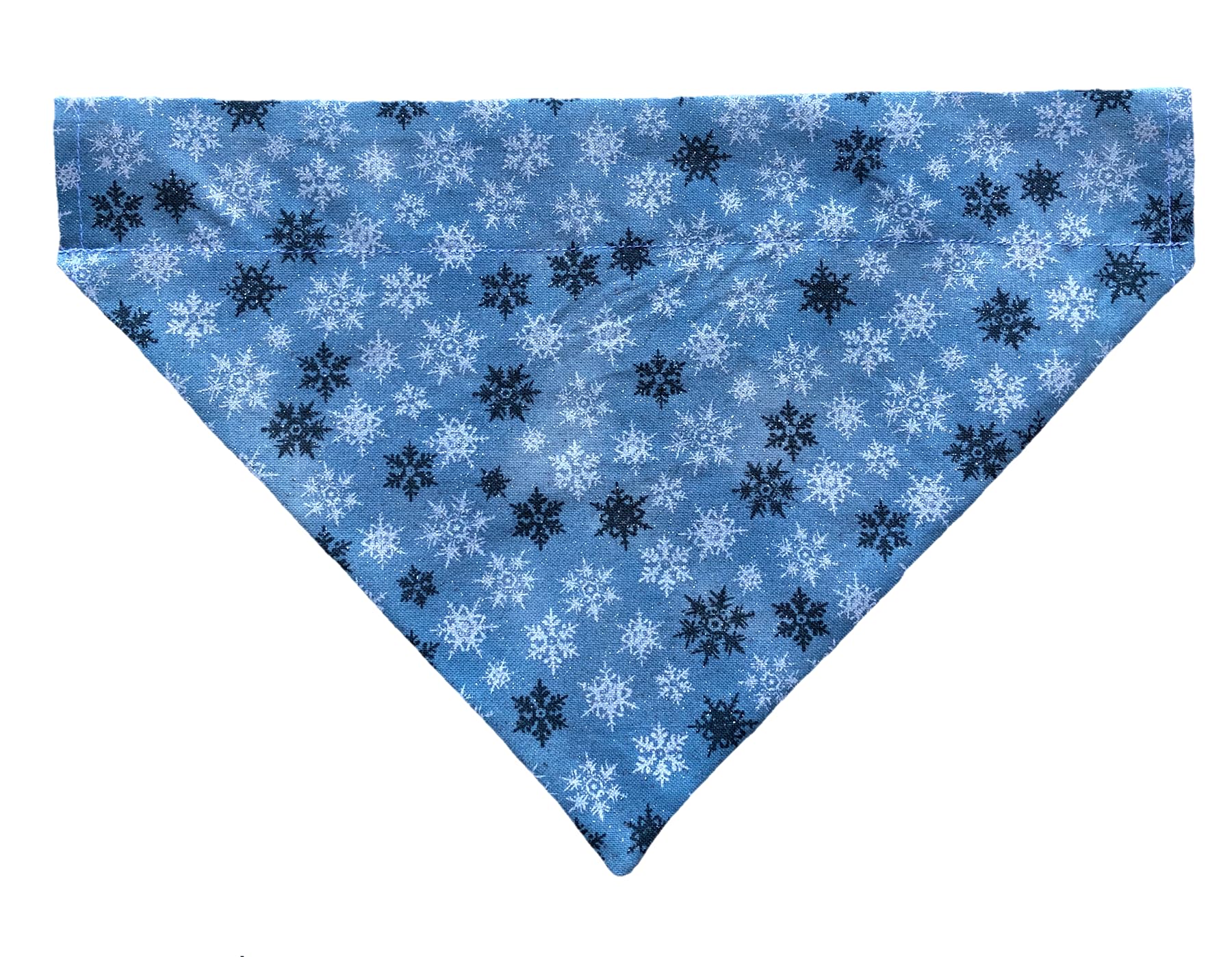 Christmas Bandana | Reversible Dog Bandana | Snowflakes | Glitter | Red | Blue | Slip Over The Collar Bandana | For Small Medium