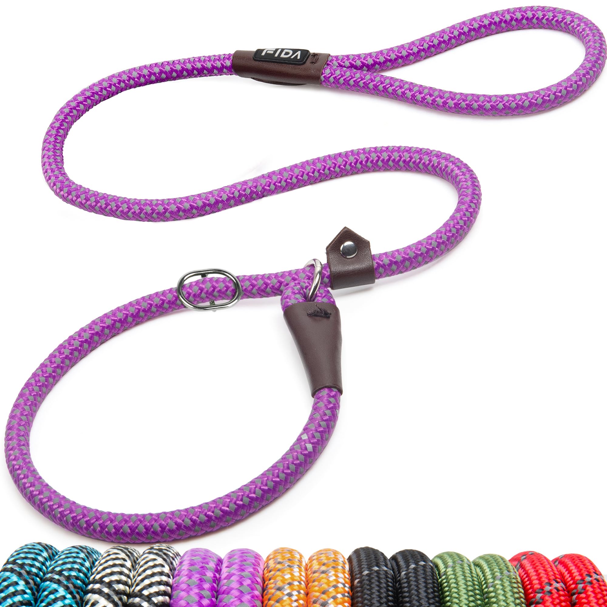 Fida Slip Leads For Dogs - 4 Ft X 1/2'' Heavy Duty Comfortable Strong Rope Leash For Large, Medium Dogs - No Pull Pet Training L