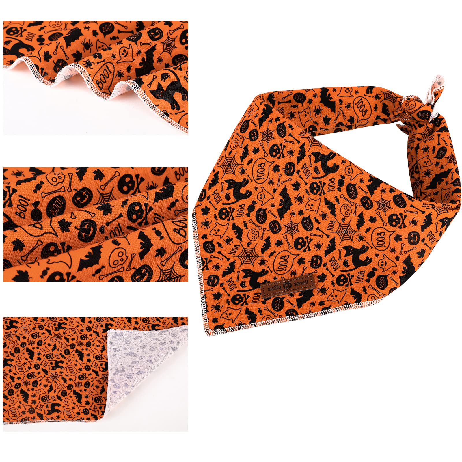 Lionet Paws Halloween Dog Bandana,Fabric Black Bat Dogs Kerchief For Small Medium Dogs,Dog Cotton Triangle Bibs Scarf For Girl B