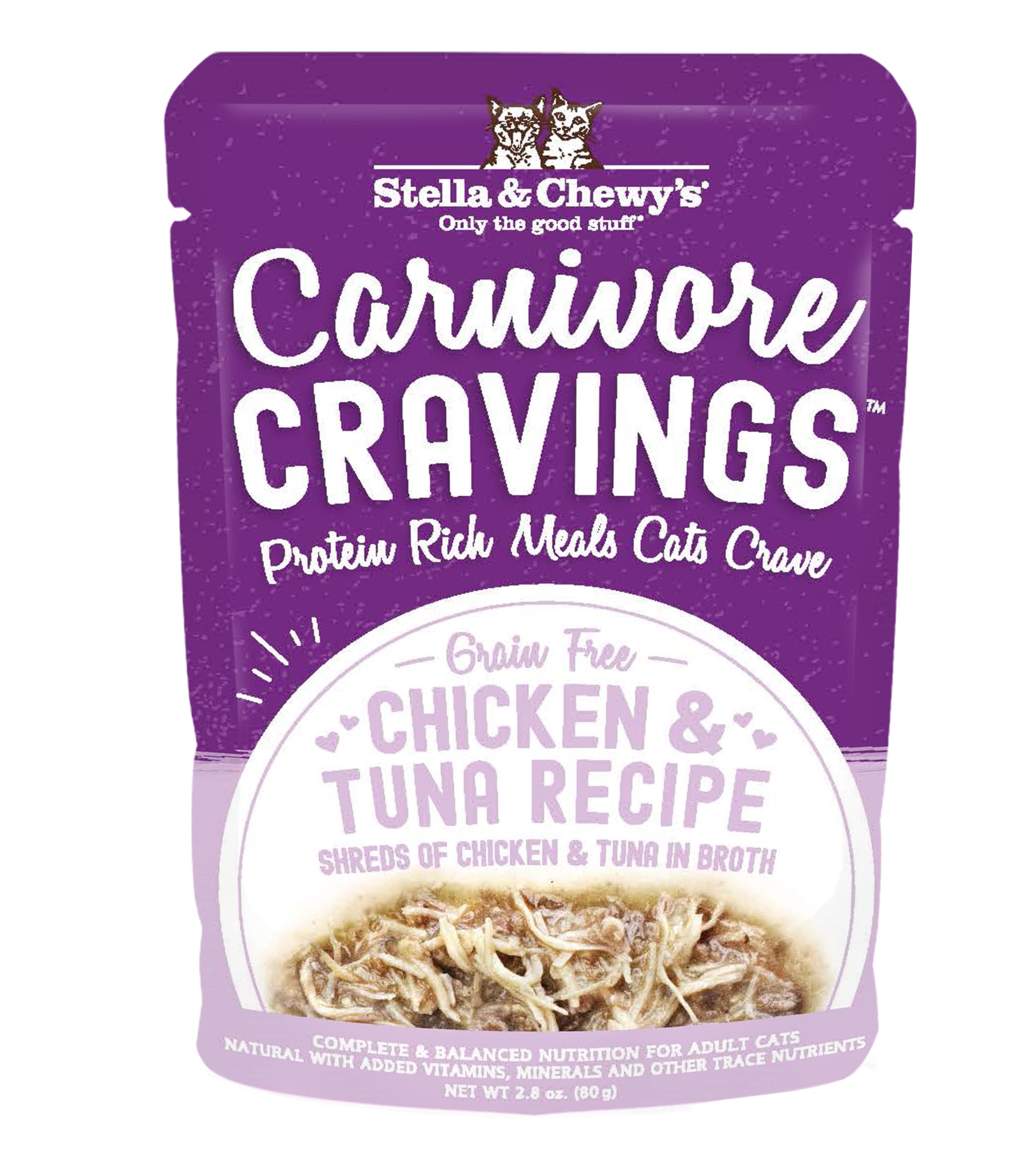 Stella & Chewy s Carnivore Cravings Wet Cat Food Pouches - Grain Free, Protein Rich Meal, Topper or Treat - Chicken & Tuna Reci