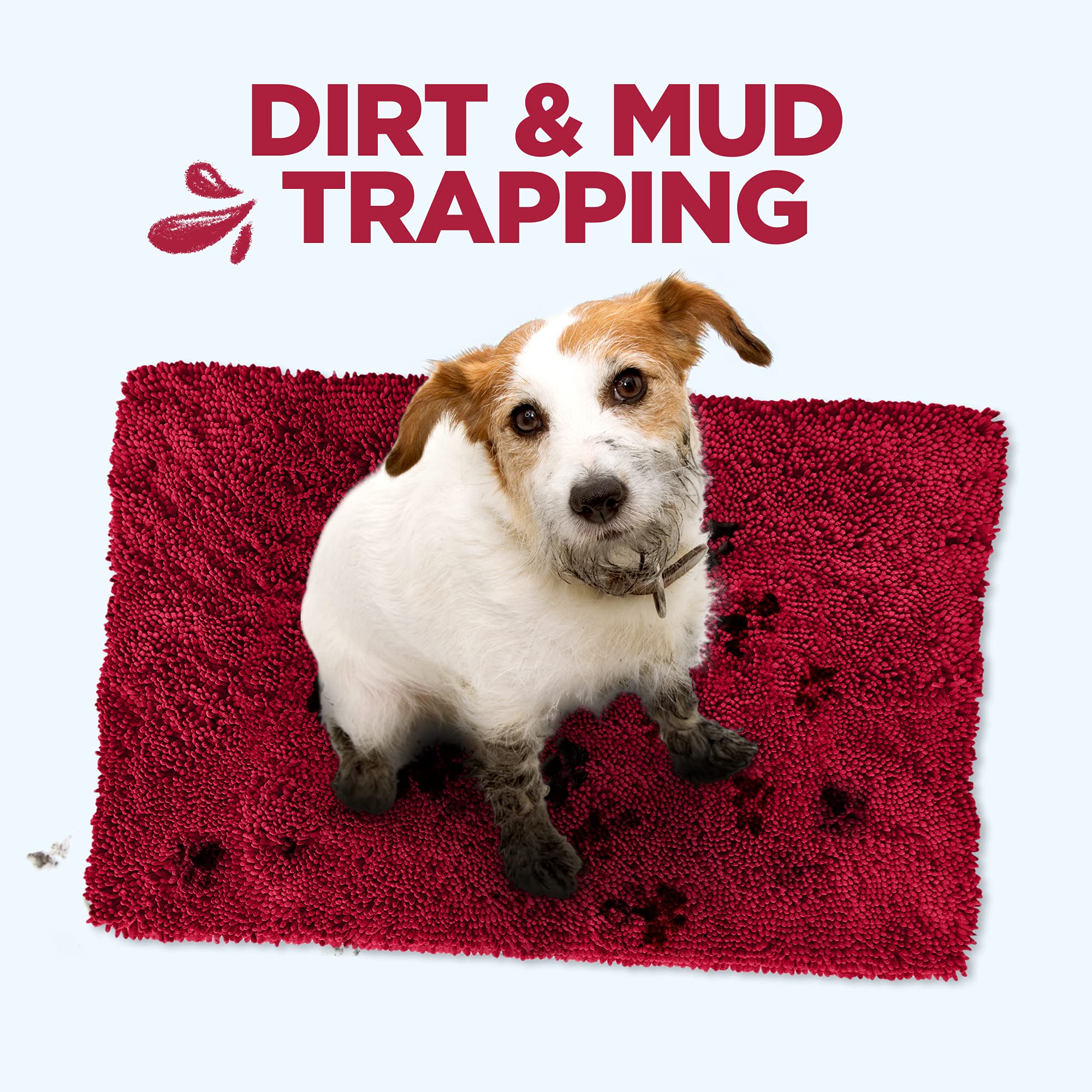 Soggy Doggy Doormat with Plain Design, Microfiber Chenille Indoor Wet Dog Mat for Muddy Paws and Drying, Ultra-Absorbent Dog Mat