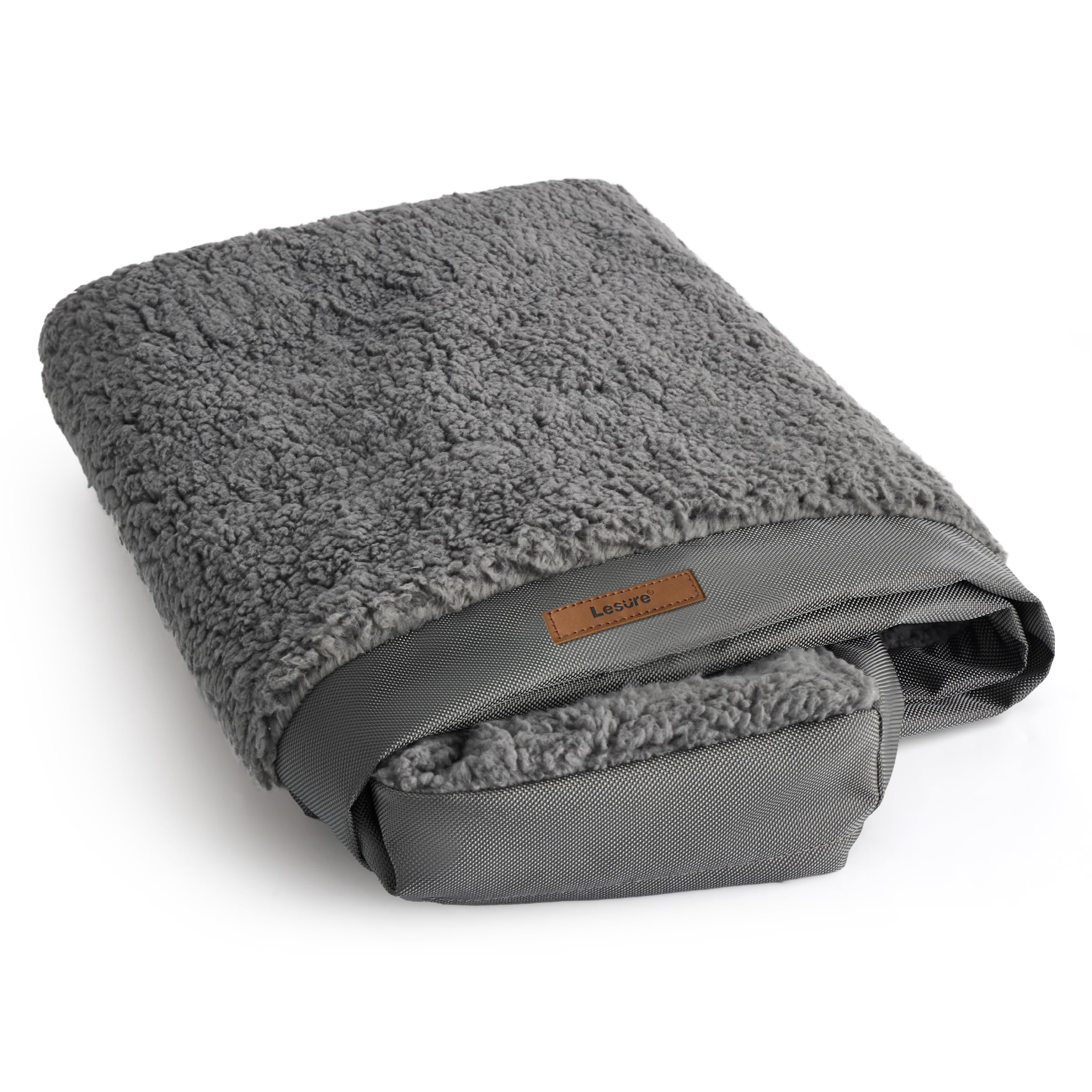 Lesure Dog Bed Cover Large Washable Replacement Cover For Orthopedic Pet Mat 36X27X3 Inches, Dark Grey