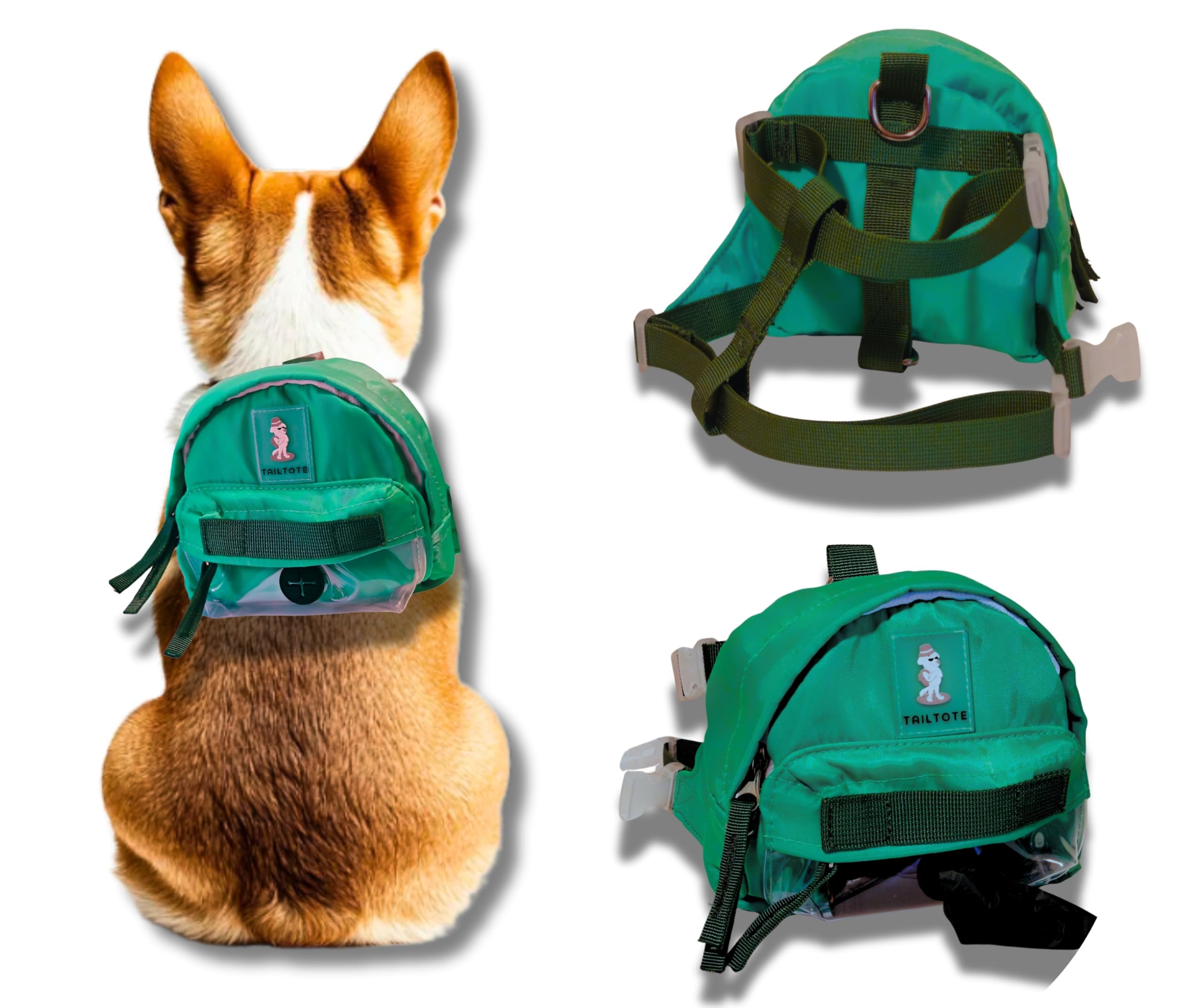 Tailtote Dog Hiking Backpack Lightweight, Adjustable, and Waterproof Pet Poopbag Holder for Outdoor Adventures,Puppy Training Sc