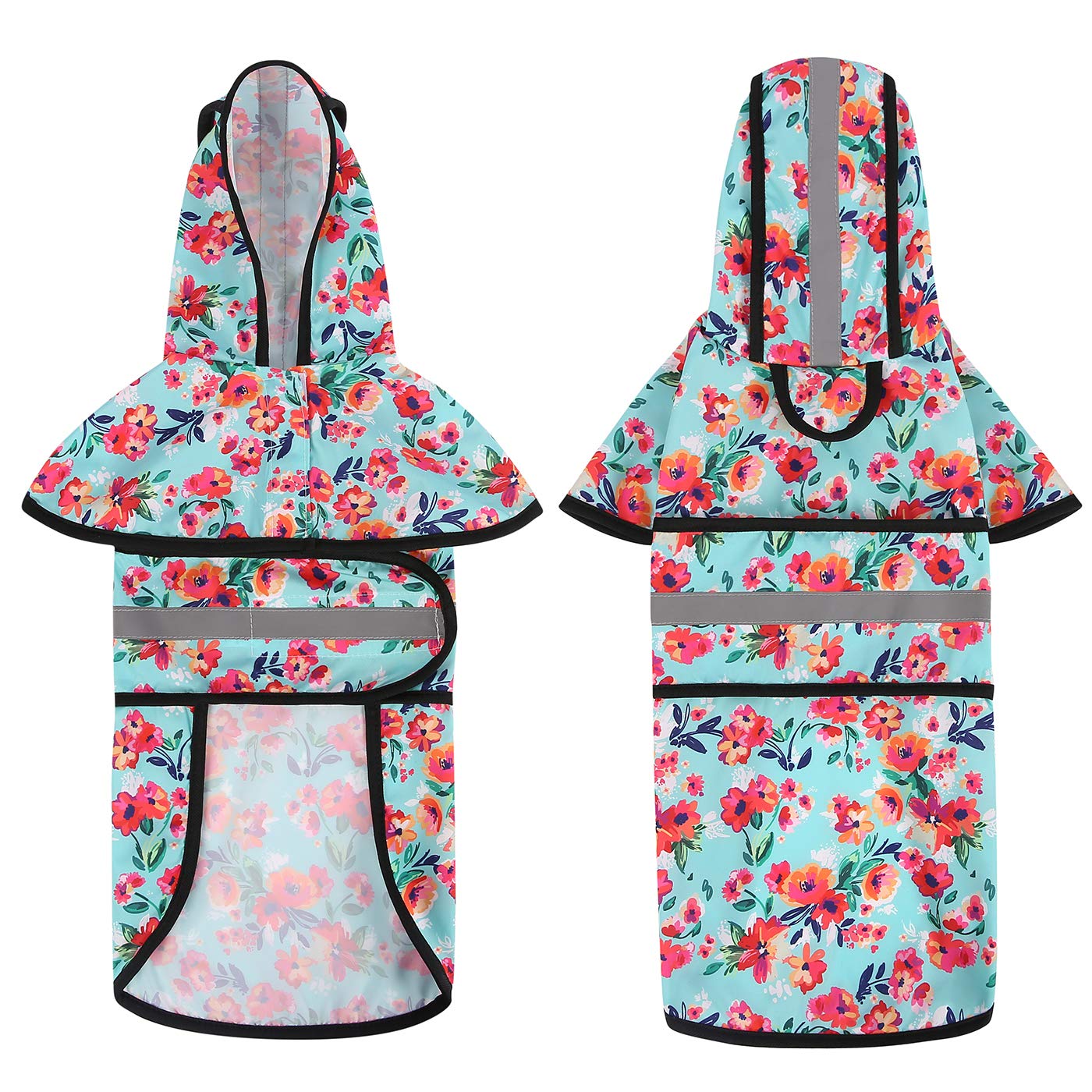 Hde Dog Raincoat Hooded Slicker Poncho For Small To X-Large Dogs And Puppies Turquoise - M
