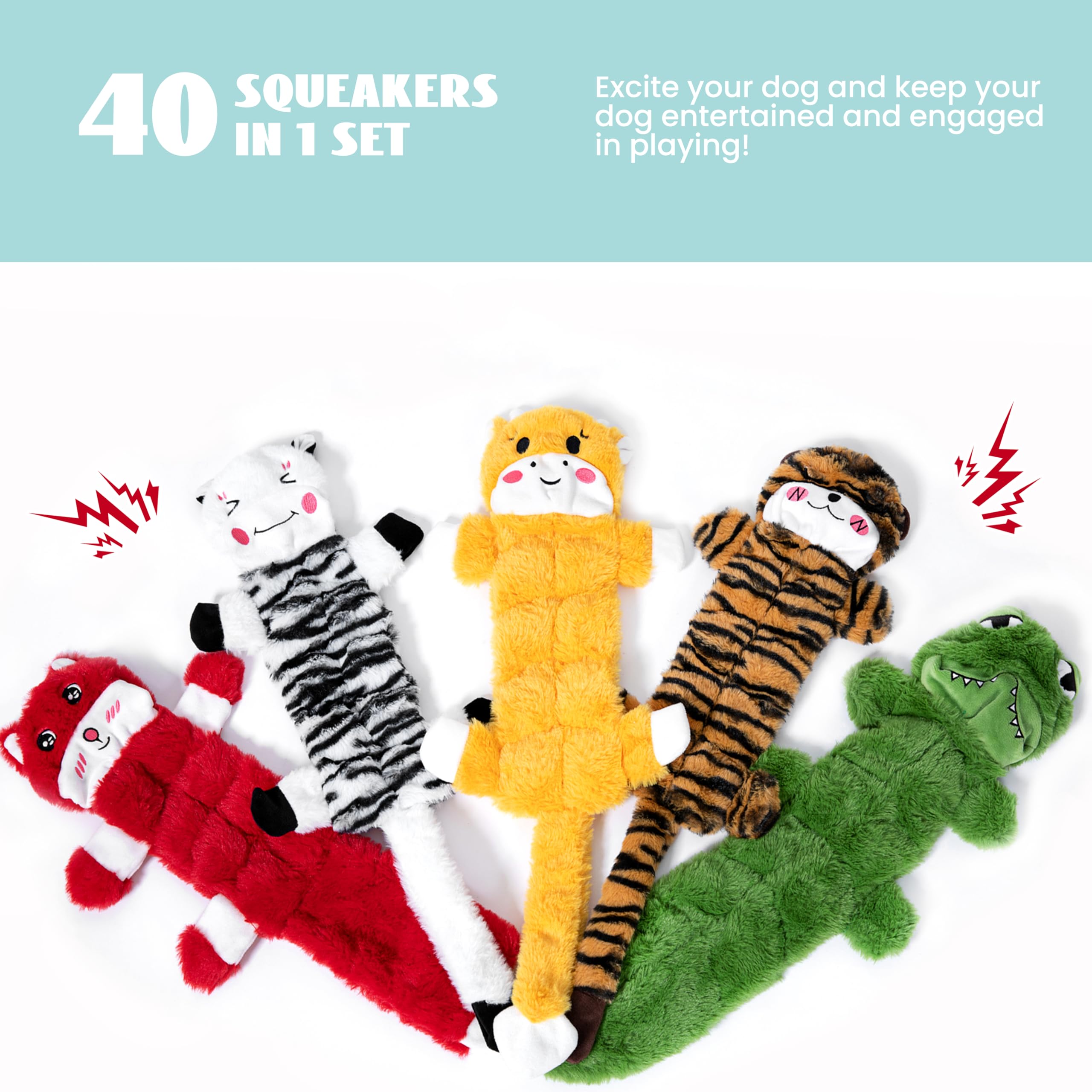 Nocciola 5 PCS No Stuffing Crinkle Dog Squeaky Toys - Durable Dog Toys for Tug of War, Small Puppy Toys to Keep Them Busy, Tough