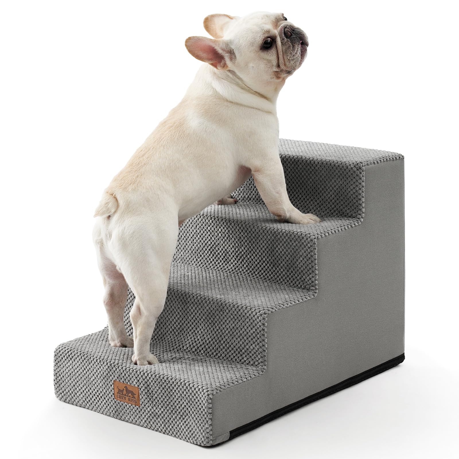 Cozy Kiss Dog Stairs For Small Dogs, 4 Tier Wider Pet Stairs For Couch And Beds, 17.7'' H Non-Slip Dog Steps For Old Cats, Puppy
