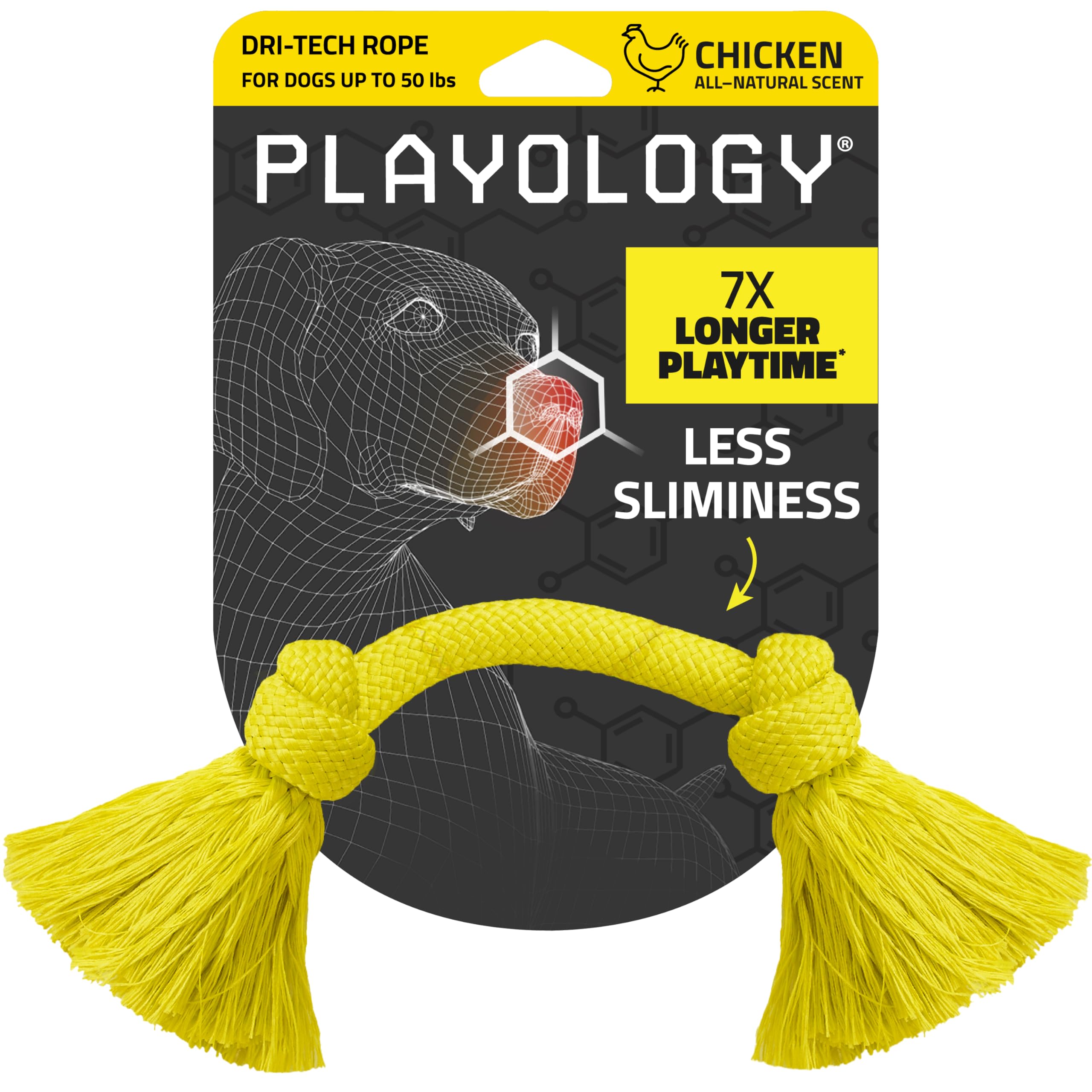 Playology Dog Toys | Dri-Tech Rope Toy Tug of War Rope for Aggressive Chewers | Medium Chicken Scented Toy - Easy to Clean and M