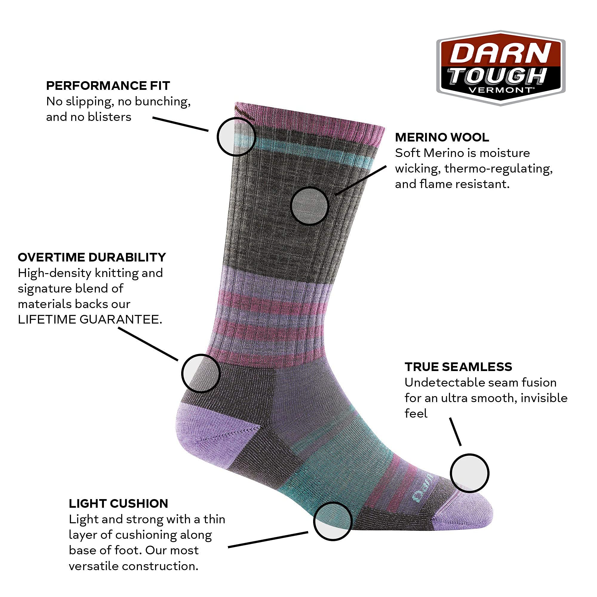 Darn Tough Women'S Her Spur Boot Lightweight Hiking Sock (Style 1969) - Sandstone, Medium